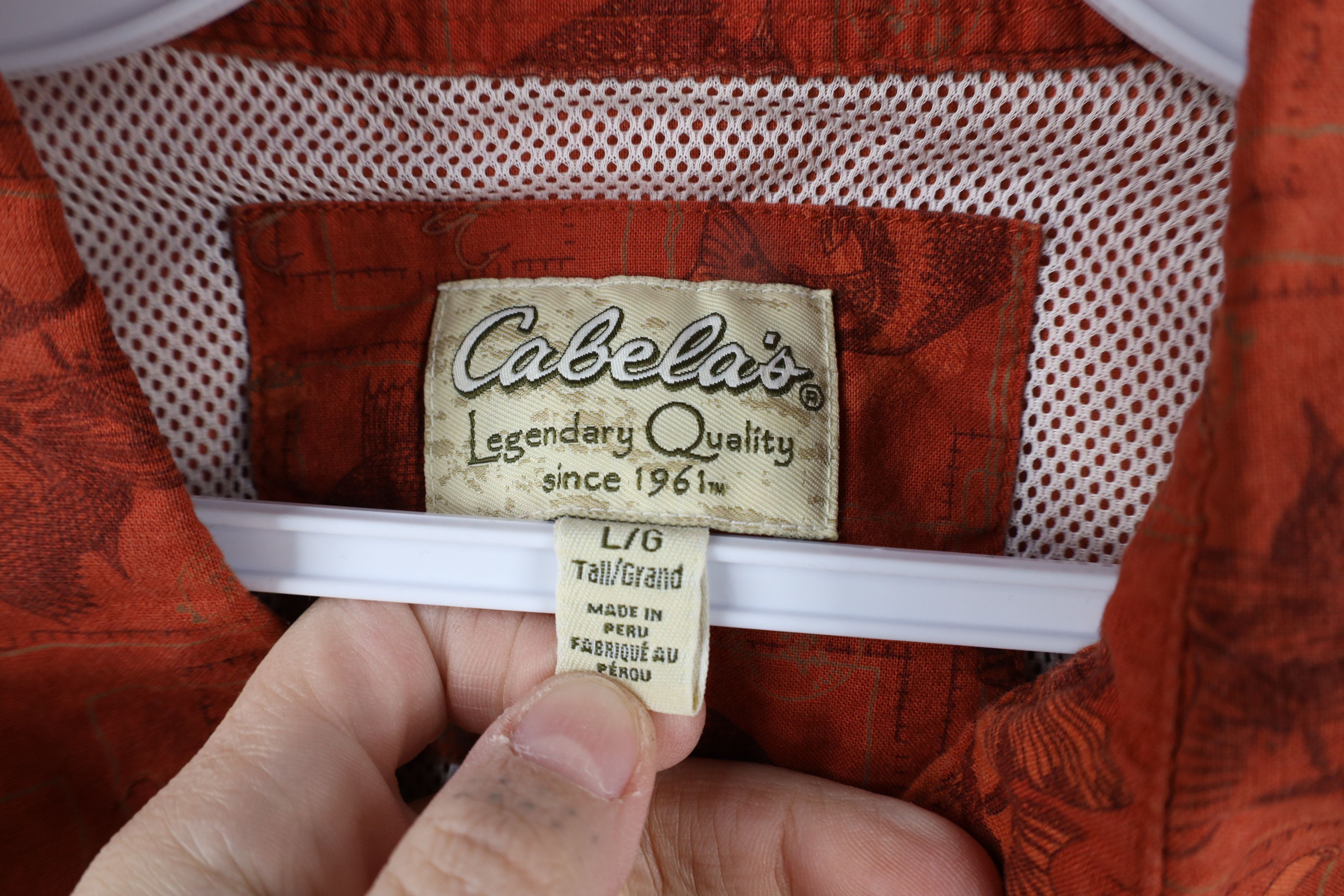Cabelas × Vintage Vintage Cabelas Faded Fish Lure All Over Print Button Shirt Size US L / EU 52-54 / 3 - 7 Thumbnail