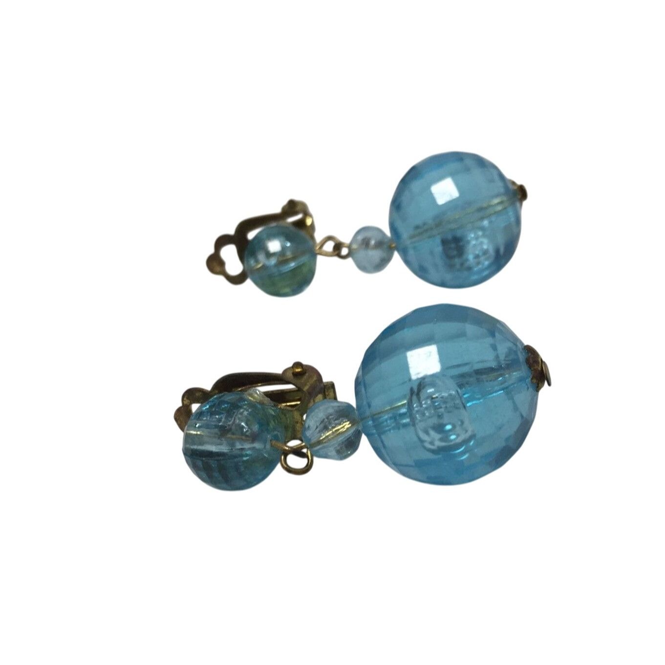 Other Women's Vintage Blue and Gold Tone Beaded Dangle Earrings Size ONE SIZE - 4 Thumbnail