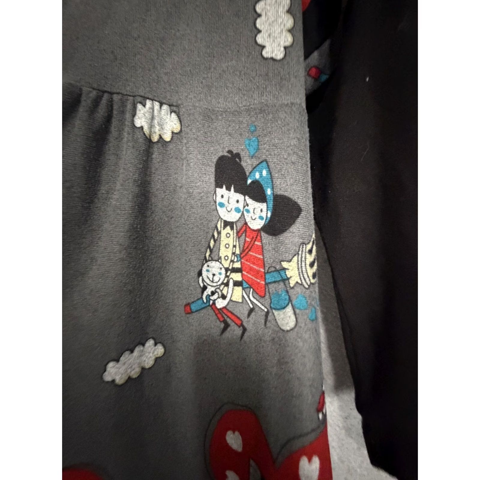 Vintage Funky People Womens XL Gray Cowl Sweater Swing Mini Heart Graphic Beaded Dress Size XL / US 12-14 / IT 48-50 - 7 Thumbnail