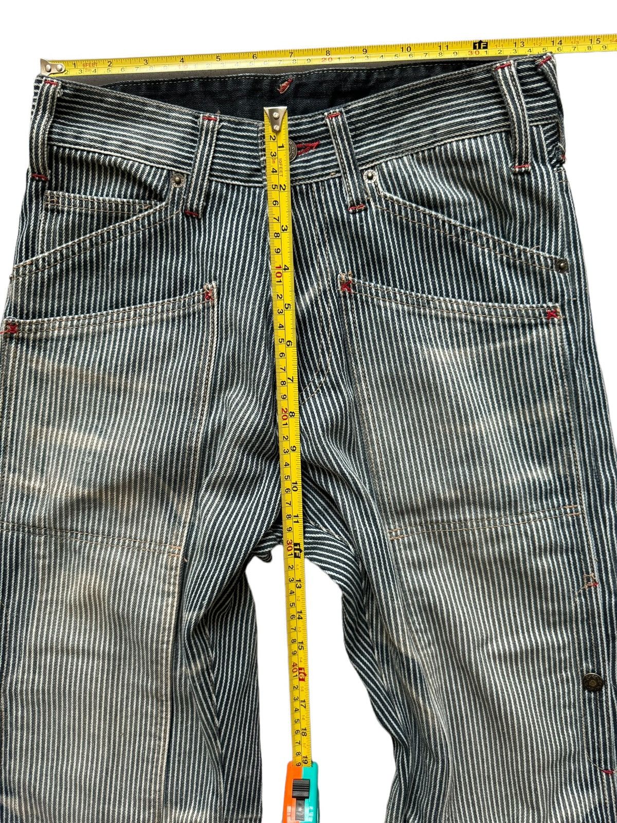 PPFM PPFM DOUBLE KNEE MULTI POCKET WORKWEAR HICKORY STRIPE PANTS Size US 28 / EU 44 - 11 Thumbnail