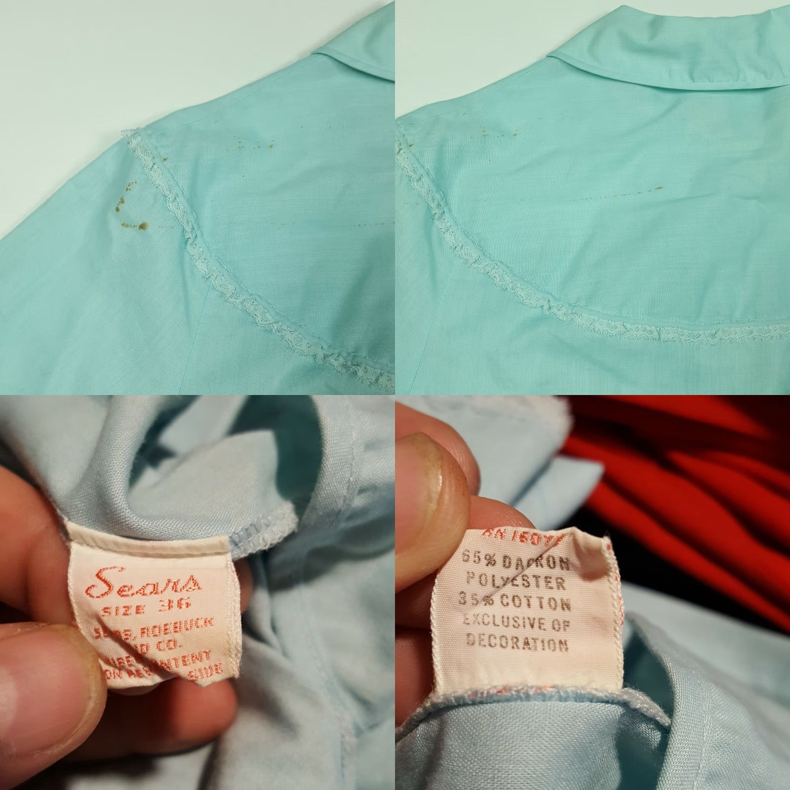Sears VINTAGE Sears Blue Night Shirt Collared 3/4 Sleeve Women’s Size M 36 Nightwear 60s 70s 80s Womens Size M / US 6-8 / IT 42-44 - 8 Thumbnail