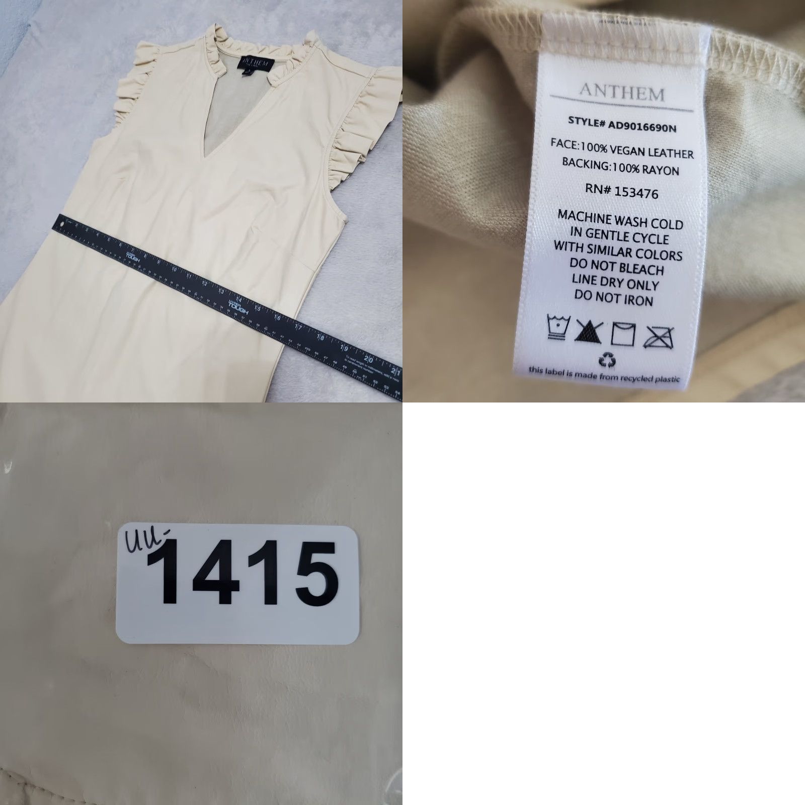 Vintage VINTAGE Anthem the Label Dress Women S Beige Vegan Leather Ruffle Cap Sleeve Sheath Size S / US 4 / IT 40 - 8 Thumbnail