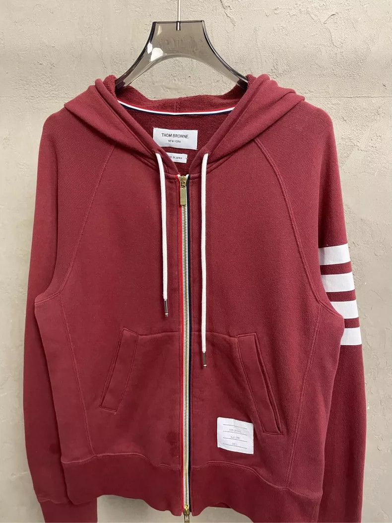 Thom Browne Thom browne Burgundy four-striped zipper jacket 2504-Nextar Size US S / EU 44-46 / 1 - 3 Thumbnail