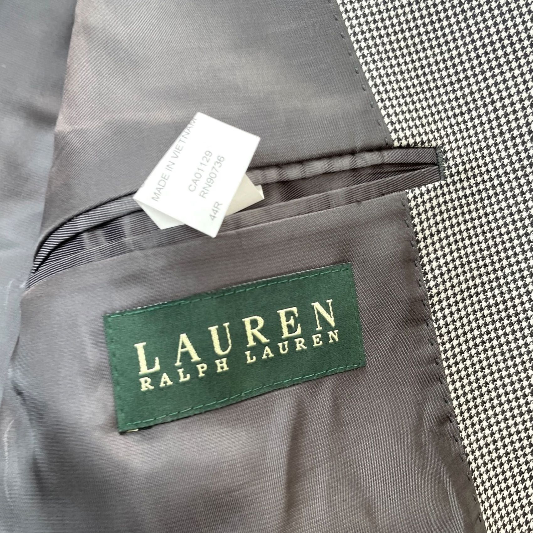 Ralph Lauren Lauren Ralph Lauren Gray Houndstooth Blazer Coat Mens 44R Single Breasted Size 44R - 4 Thumbnail
