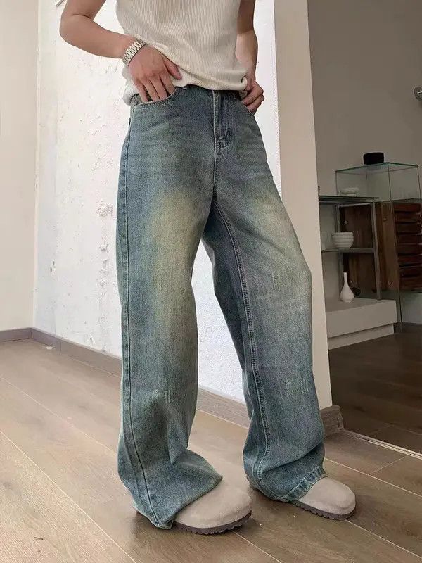 Japanese Brand Mizuki x Chika Vintage Wash Draped Relaxed Light Blue Jeans Size US 32 / EU 48 - 5 Thumbnail