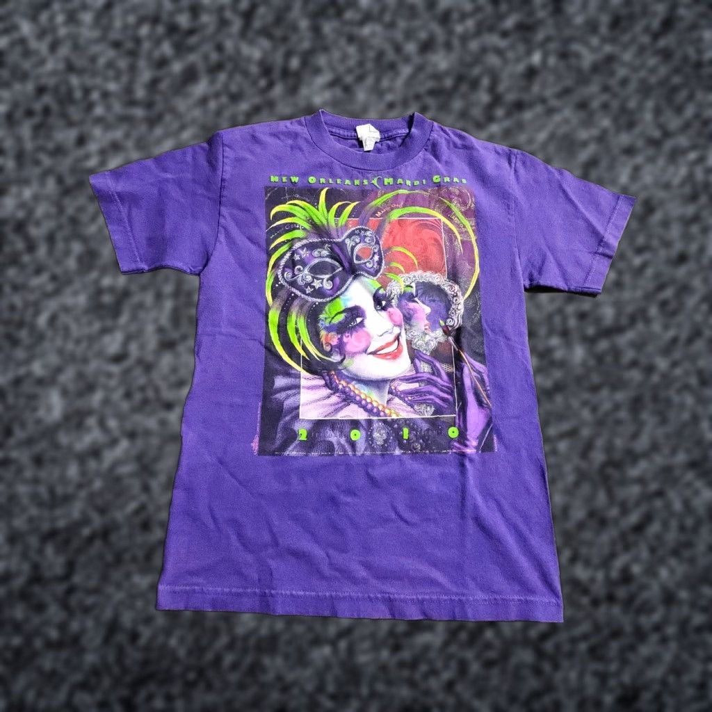 Vintage Retro Mardi Gras New Orleans T Shirt Womens M 2010 Travel Souvenir Purple Cotton Crew Neck Short Sleeve Size M / US 6-8 / IT 42-44 - 1 Thumbnail