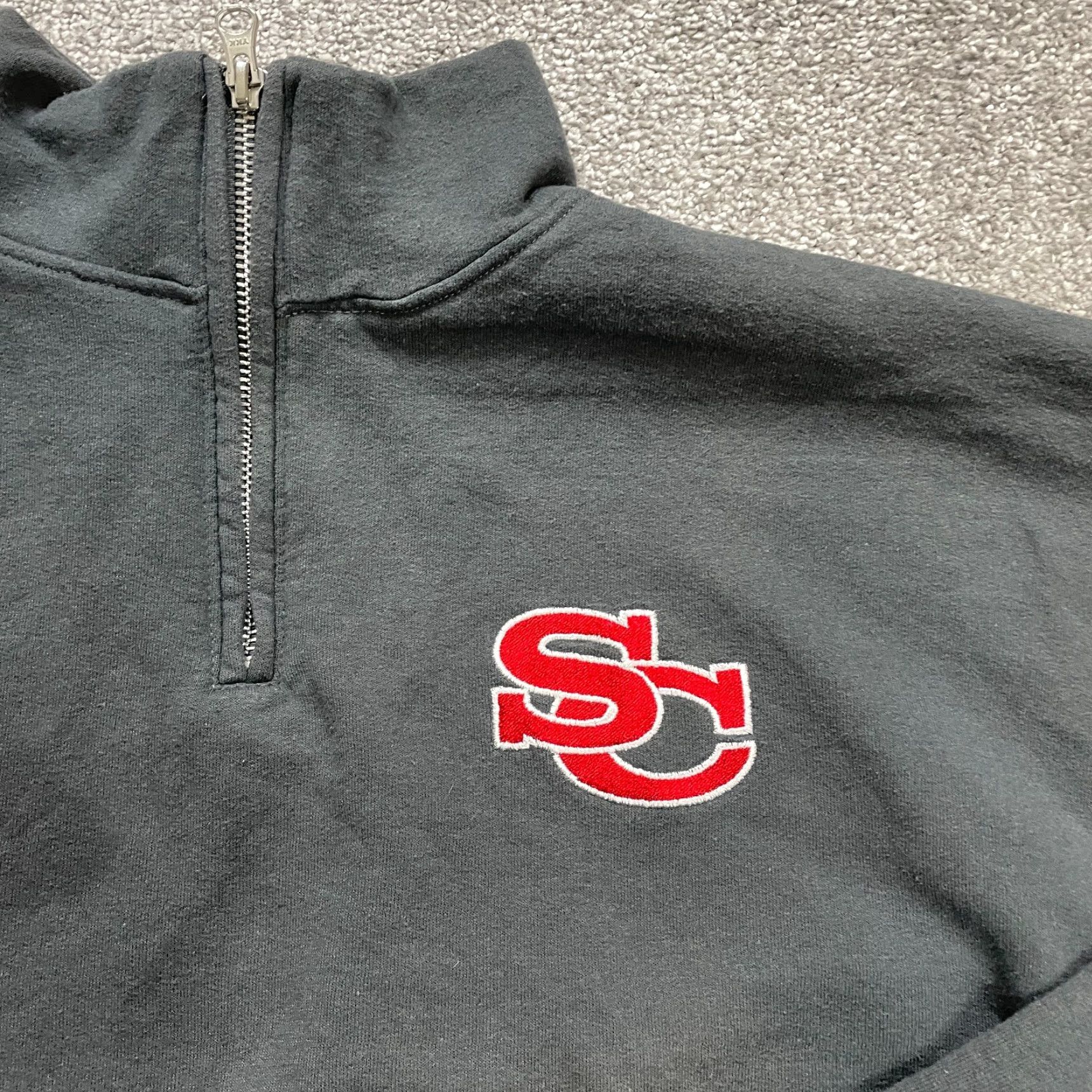 Jerzees Jerzees Sweatshirt Mens XL 1/4 Zip Mock Neck Fleece Gray Cotton Polyester Pullover Regular Sports University Classic Size US XL / EU 56 / 4 - 4 Thumbnail