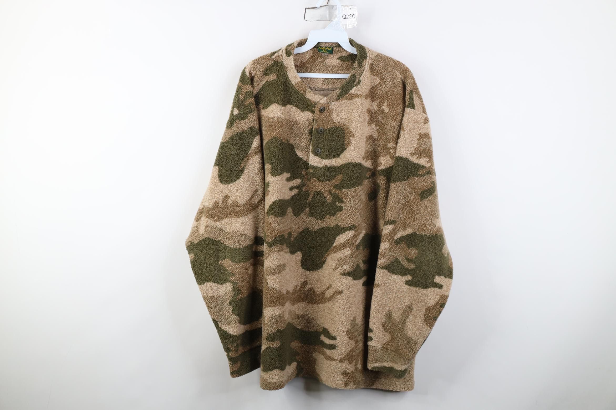 Cabelas Vintage 90s Cabelas Deep Pile Fleece Henley Sweater Size US XXL / EU 58 / 5 - 1 Thumbnail