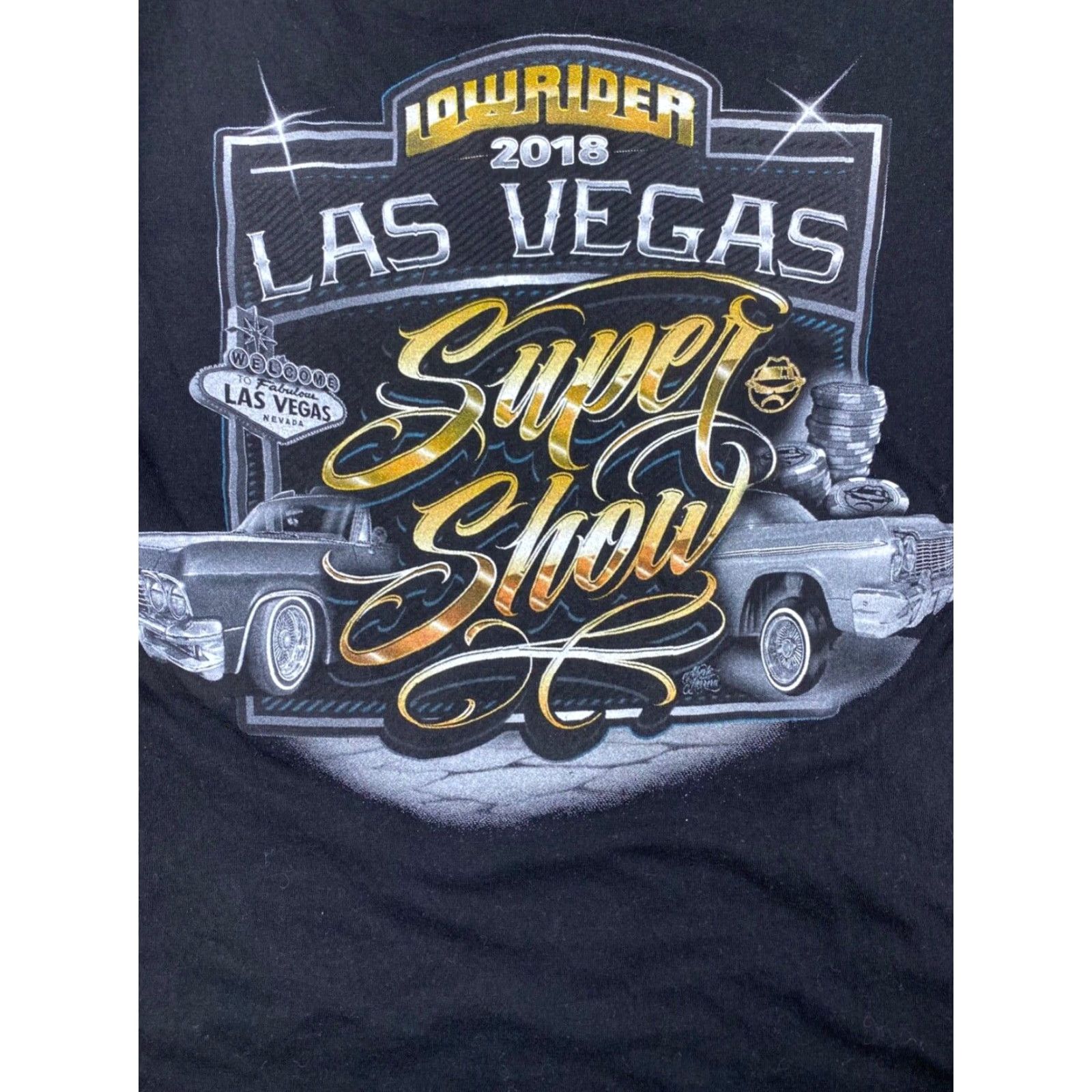 Vintage Lowrider T-Shirt Women's 2018 Las Vegas Lowrider Show Black S Short Sleeve Size S / US 4 / IT 40 - 2 Thumbnail