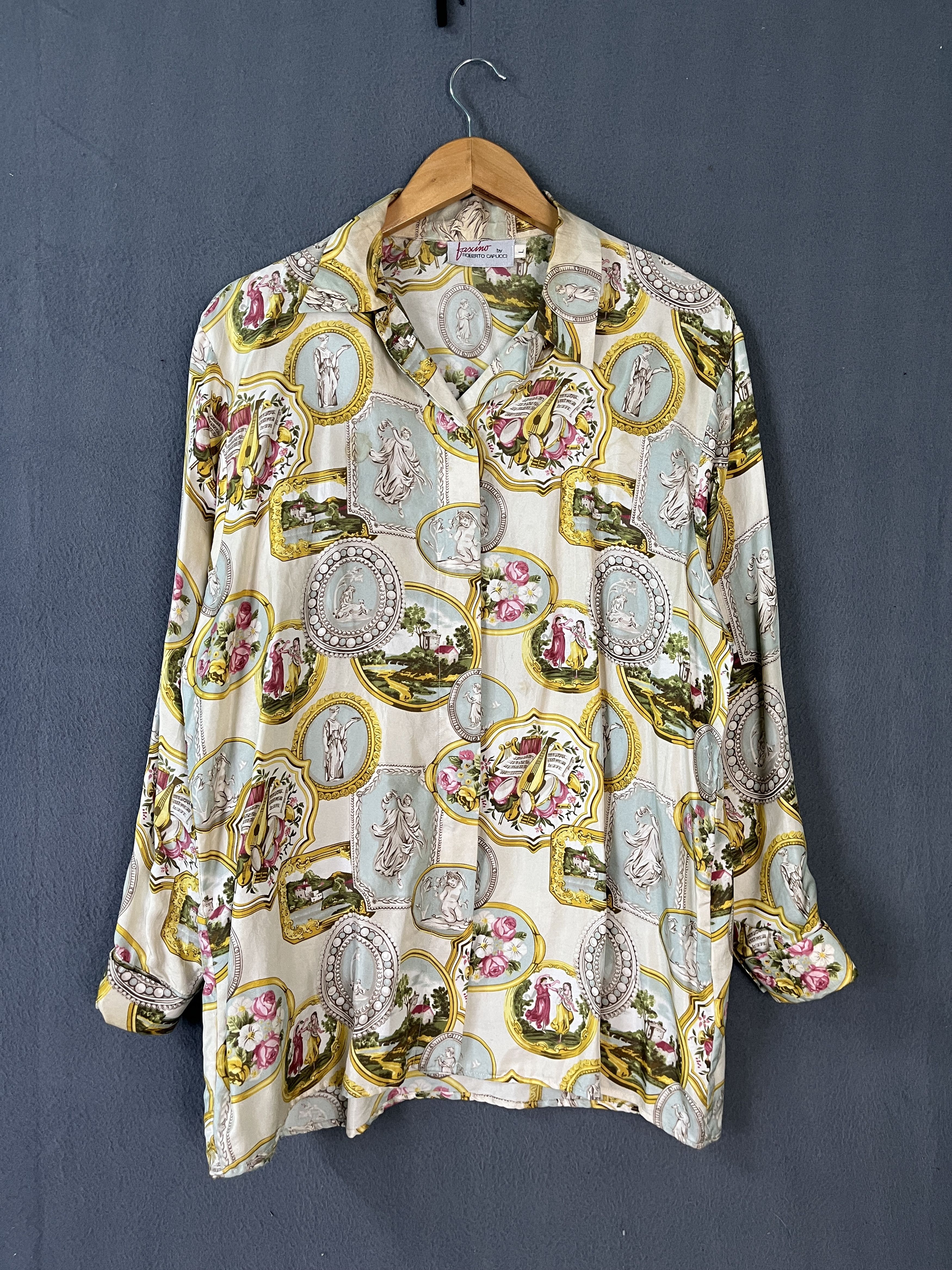 Vintage Roberto Capucci Made in Italy Silk AOP Shirt Size US L / EU 52-54 / 3 - 1 Thumbnail