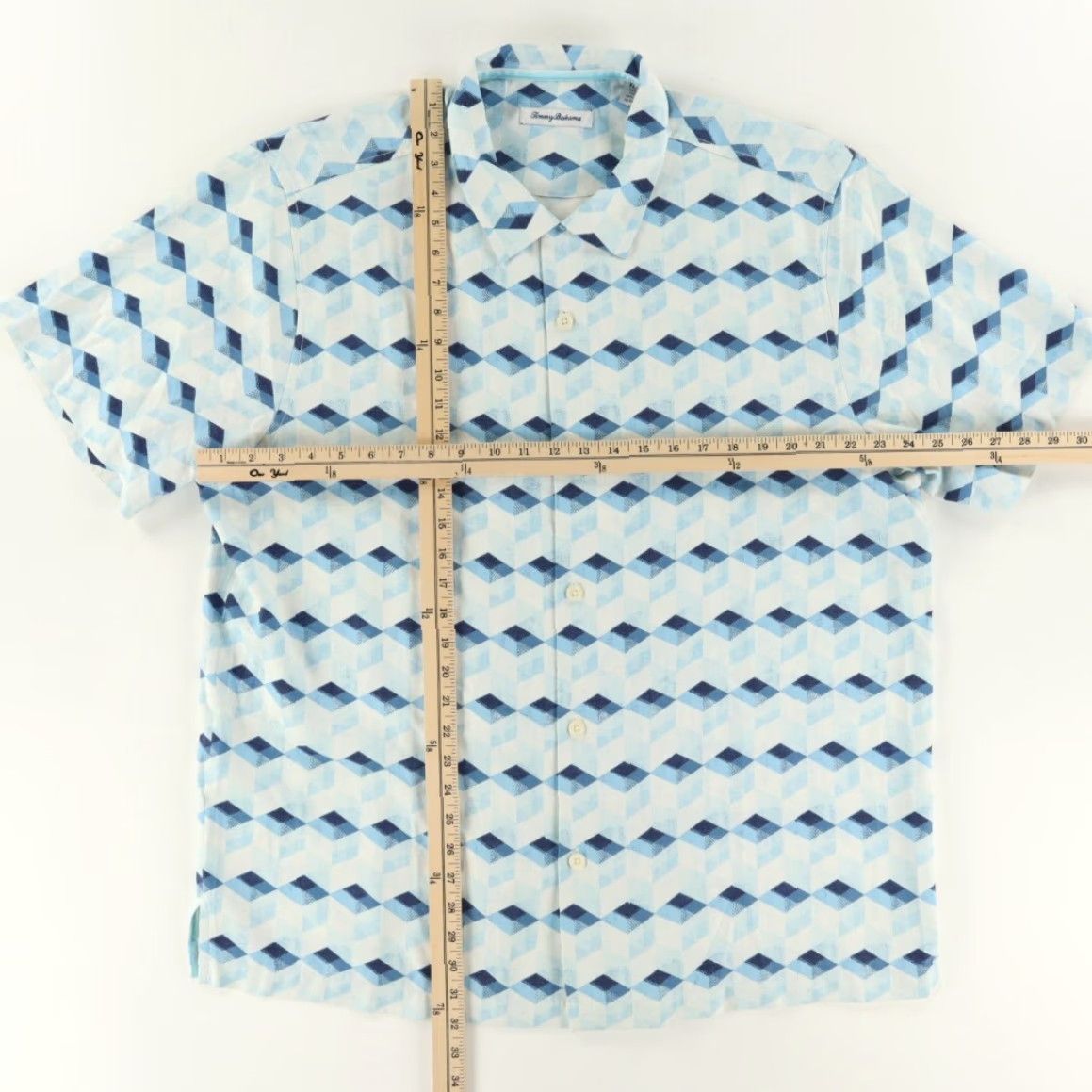 Tommy Bahama Tommy Bahama Camp Hawaiin Silk Geometric Button Up Shirt Blue Men's XL Size US XL / EU 56 / 4 - 3 Thumbnail