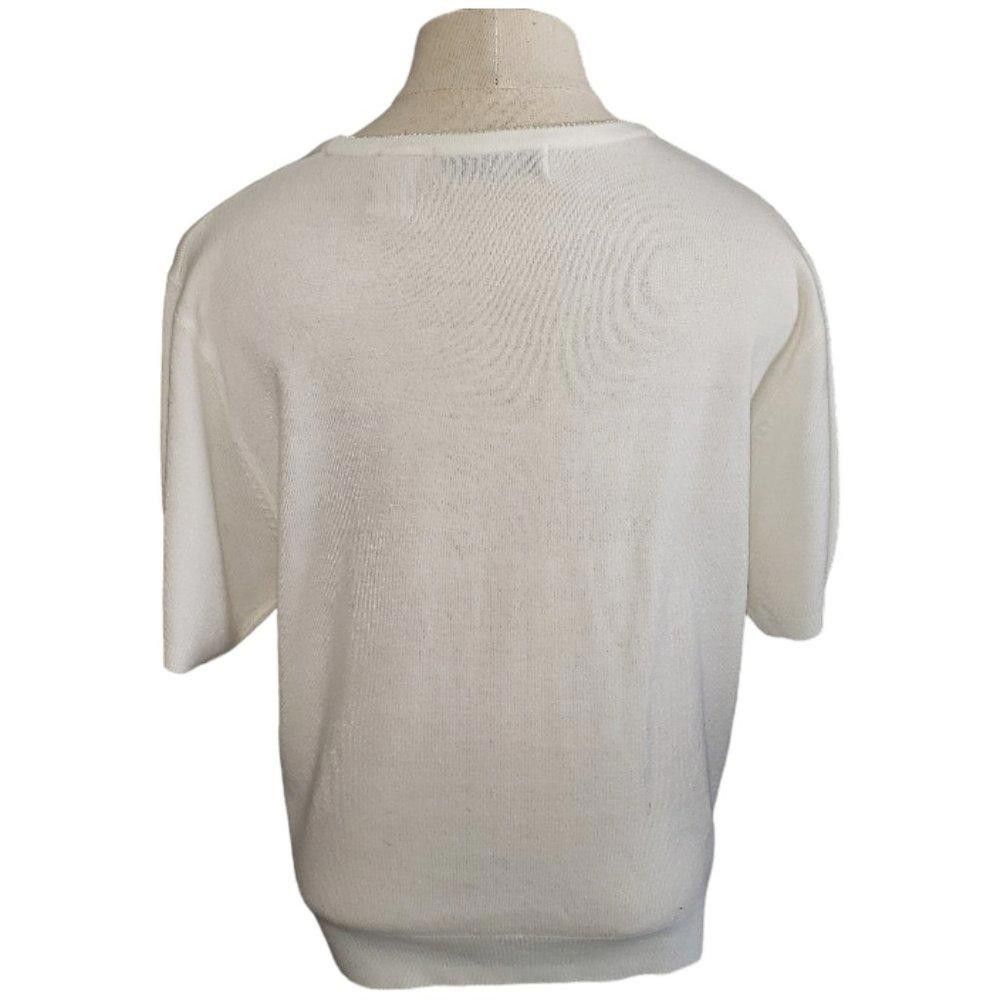 Designer CT902 Carolyn Taylor White Round Neck Sweater XL Size XL / US 12-14 / IT 48-50 - 3 Thumbnail