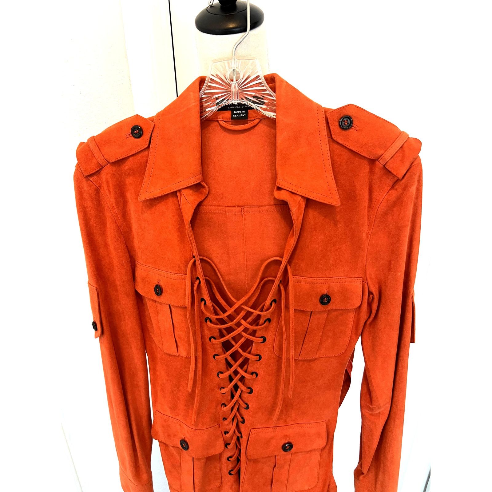 STRENESSE Strenesse Gabriele Strehle orange lace lambskin blouse y2k 4 Size S / US 4 / IT 40 - 2 Thumbnail