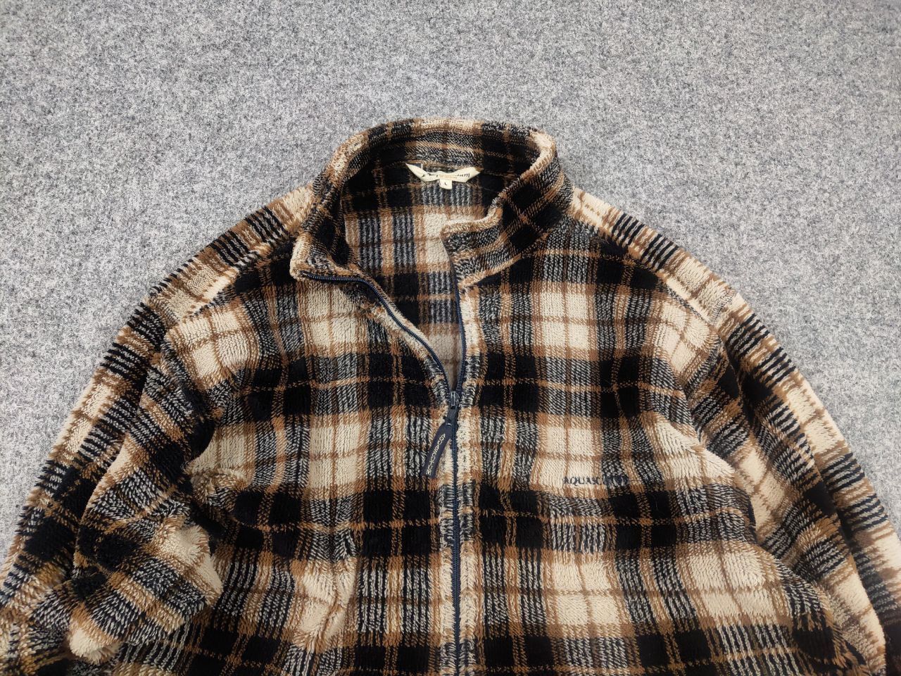Aquascutum Vintage Aquascutum Zip-Up fleece brown check Sherpa jacket Size US L / EU 52-54 / 3 - 5 Thumbnail