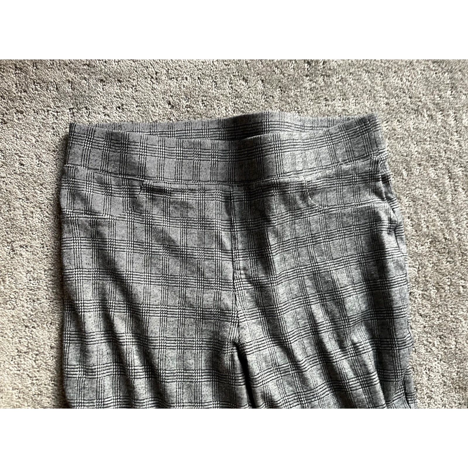 Vintage Tahari Pants Window Pane Plaid Charcoal Gray Ponte Knit L Womens Size 36" / US 14 / IT 50 - 2 Thumbnail