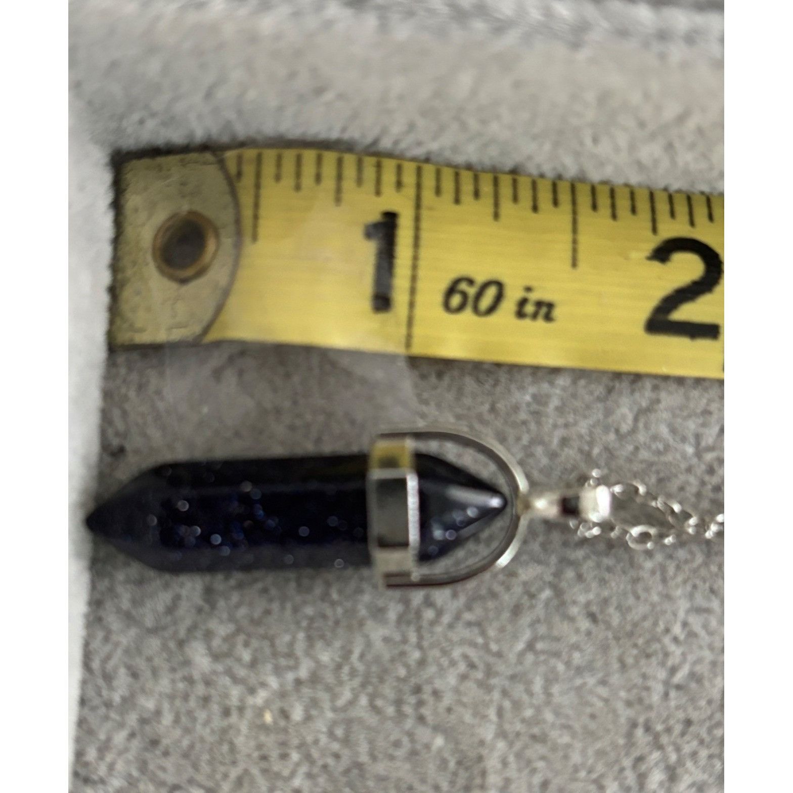 Other Blue Goldstone Pendant Necklace With Silver-Tone Chain Lobst Size ONE SIZE - 4 Thumbnail