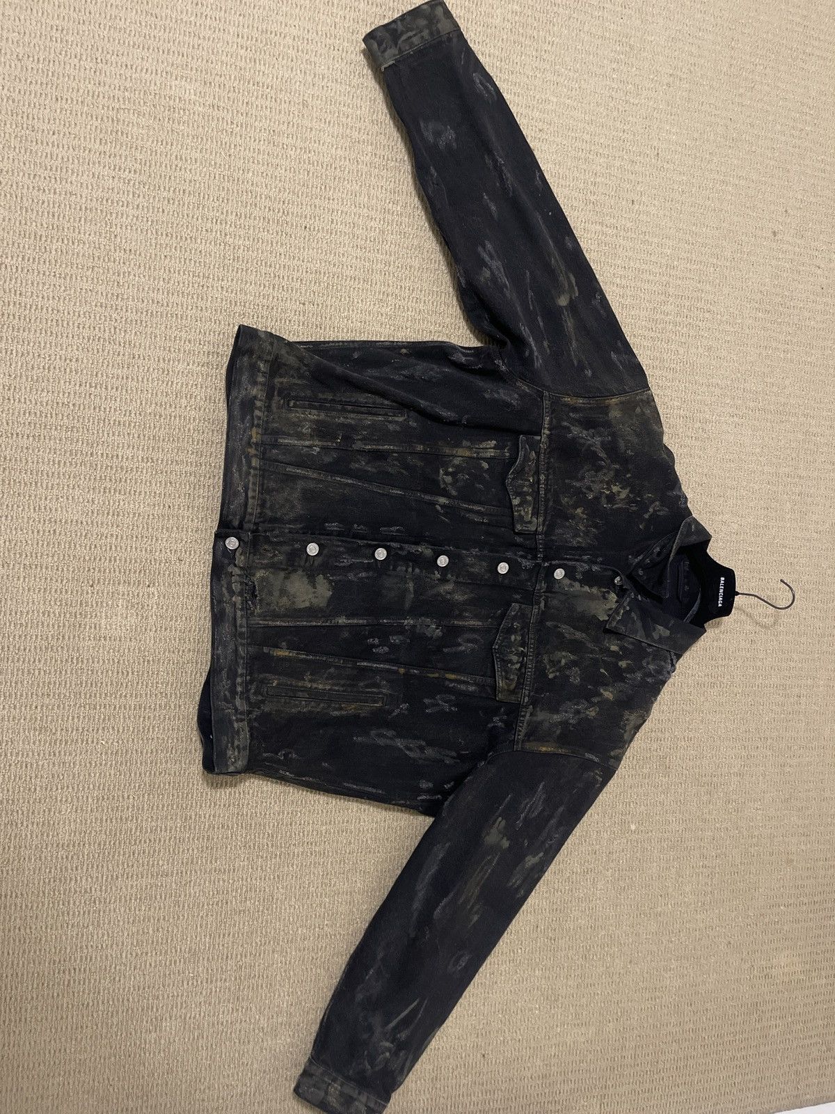 Balenciaga 2024 mud show distressed slashed black denim jacket Size US XL / EU 56 / 4 - 2 Thumbnail