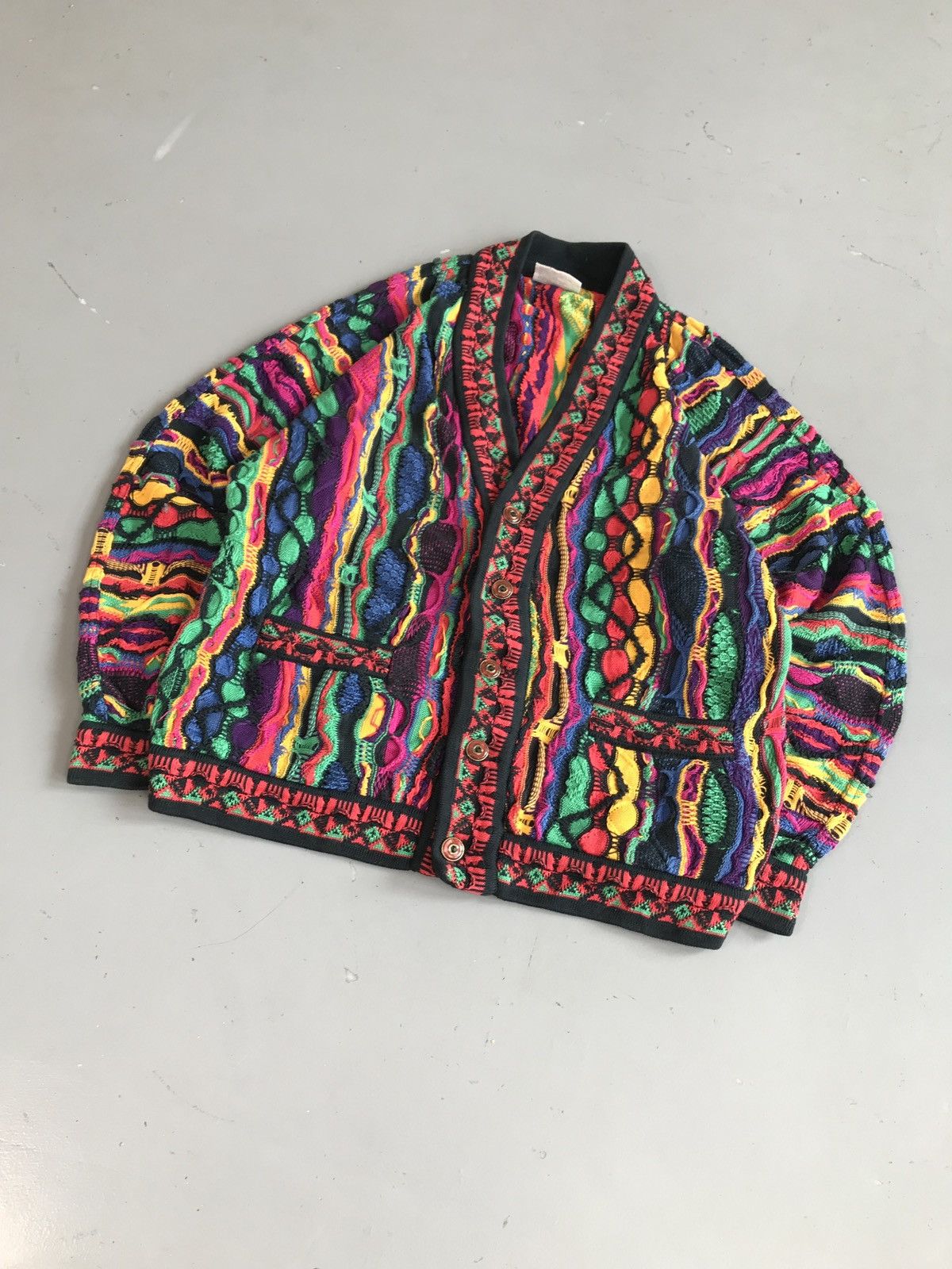 【Vintage】COOGI 3D KNIT CARDIGAN Vintage Coogi 3D Knit Cardigan Sweater Multicolor Mercerized