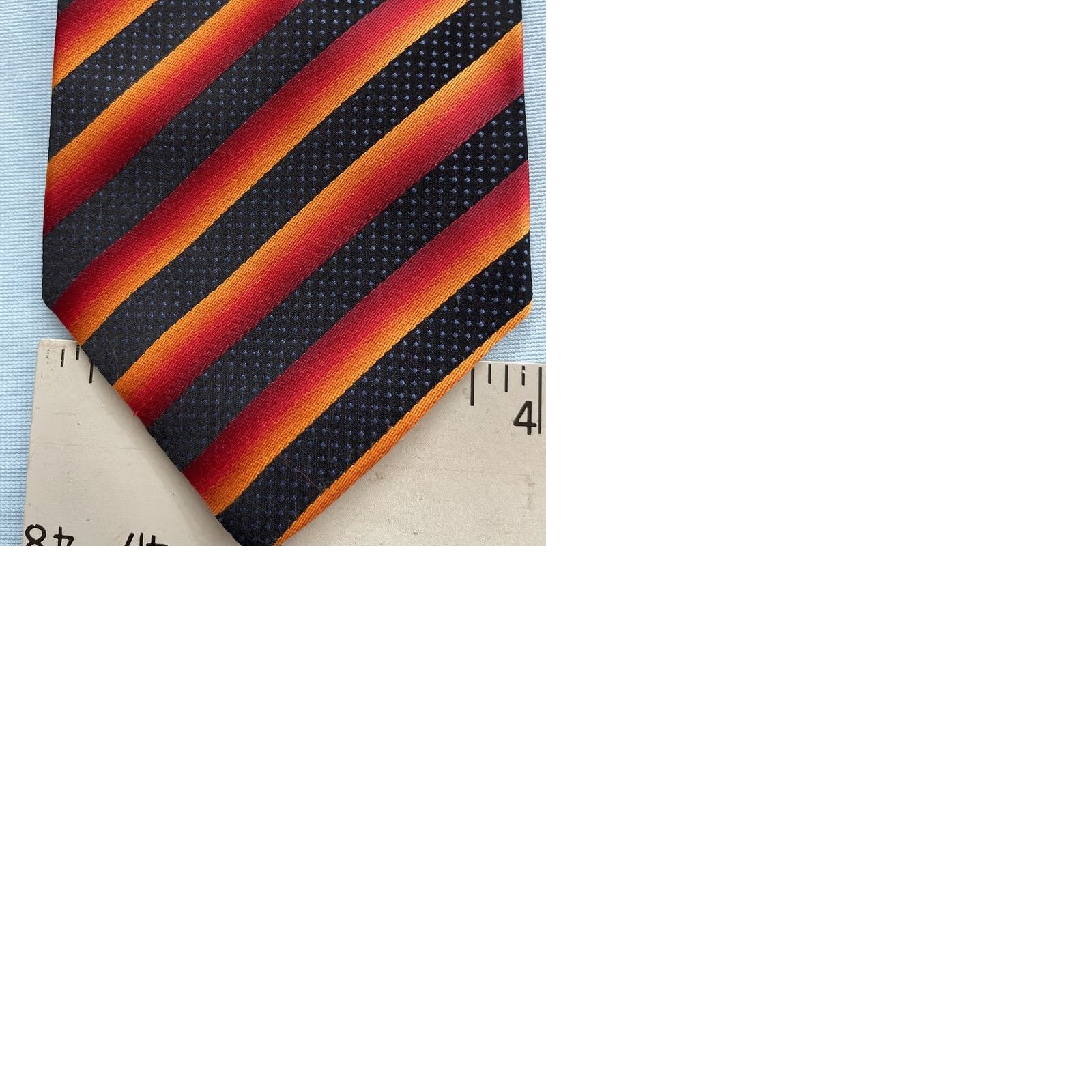 Vintage VINTAGE Pavone Silk Tie Black Red Orange Stripe 59" Wide 4x59 Italy Handmade Men Tie Spun Silk Capsule Size ONE SIZE - 11 Thumbnail