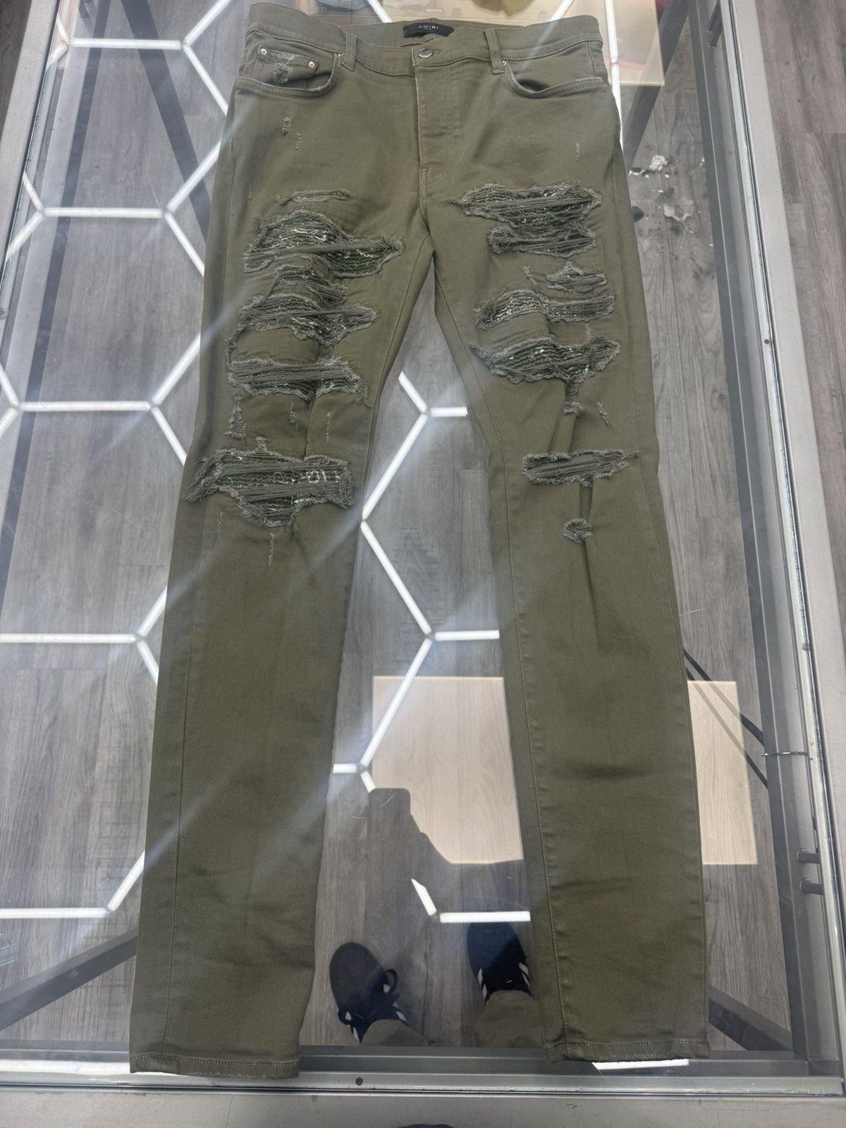 Amiri Amiri Thrasher Bandana Jeans - Olive Green Size US 34 / EU 50 - 1 Thumbnail