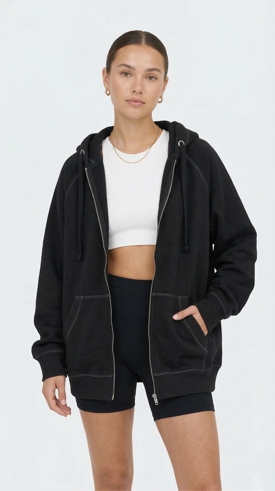 Other Women's Oversized Black Zip-Up Hoodie Sweatshirt-M Size M / US 6-8 / IT 42-44 - 1 Thumbnail