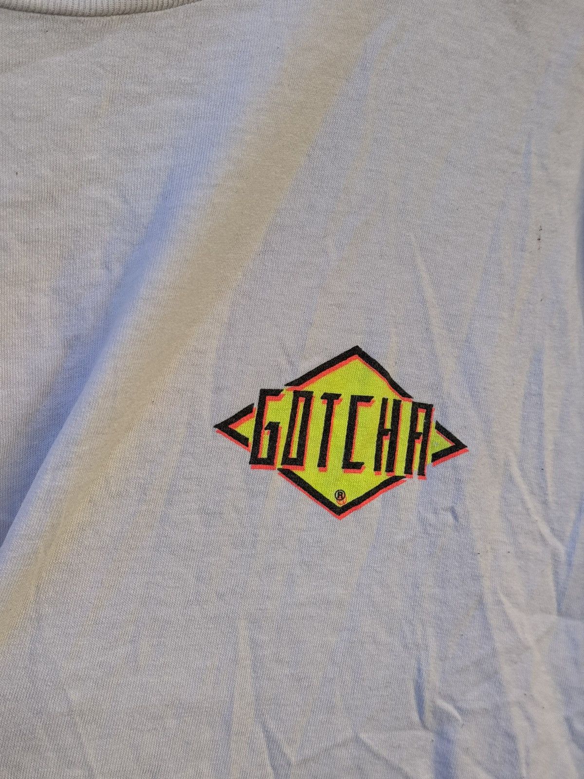 Gotcha × Vintage 1991 Gotcha Rhythm Division vintage white surf tee t-shirt Size US XL / EU 56 / 4 - 9 Thumbnail