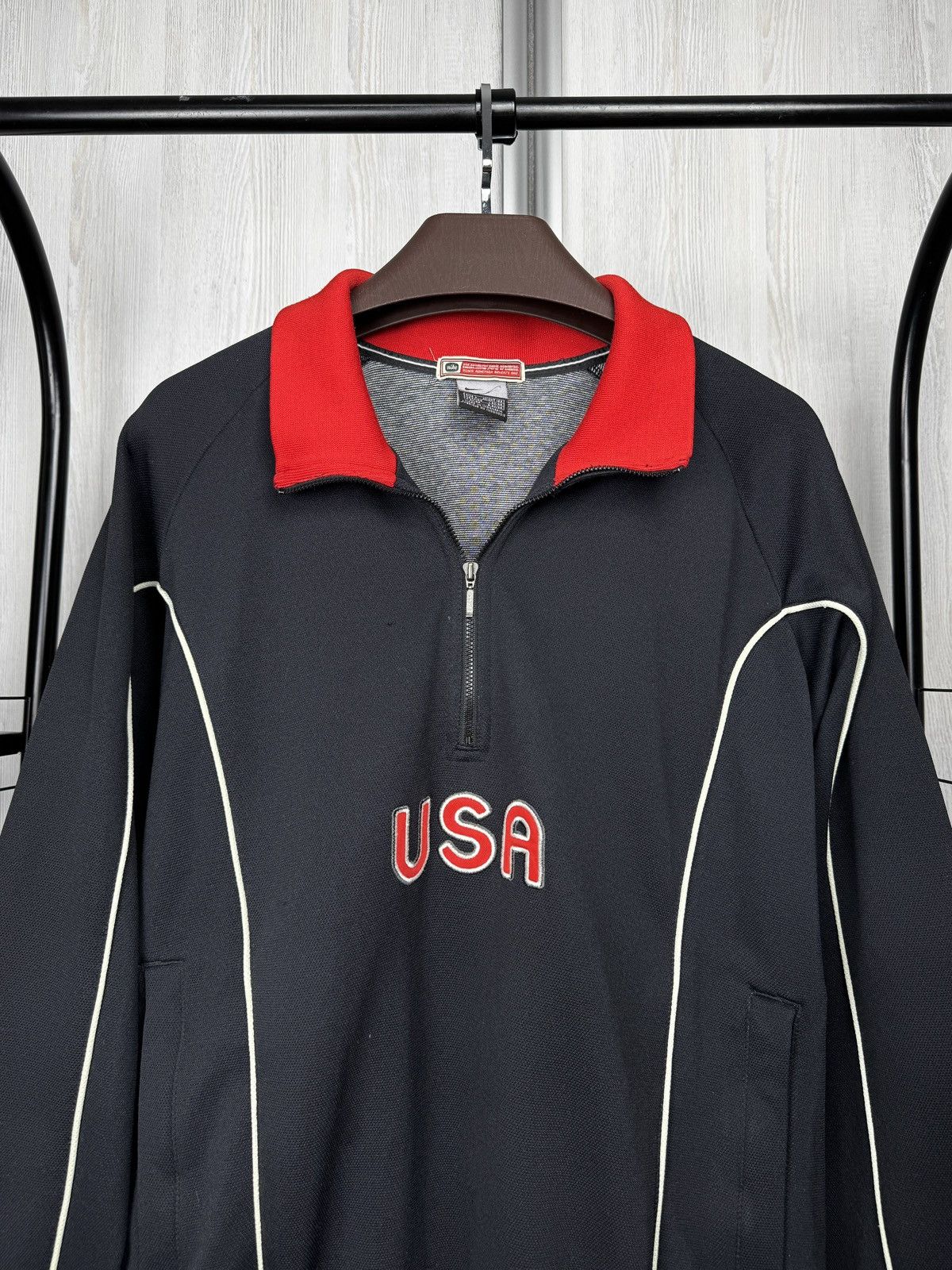 Nike Nike USA vintage y2k black half zip sweatshirt rare size L Size US L / EU 52-54 / 3 - 3 Thumbnail