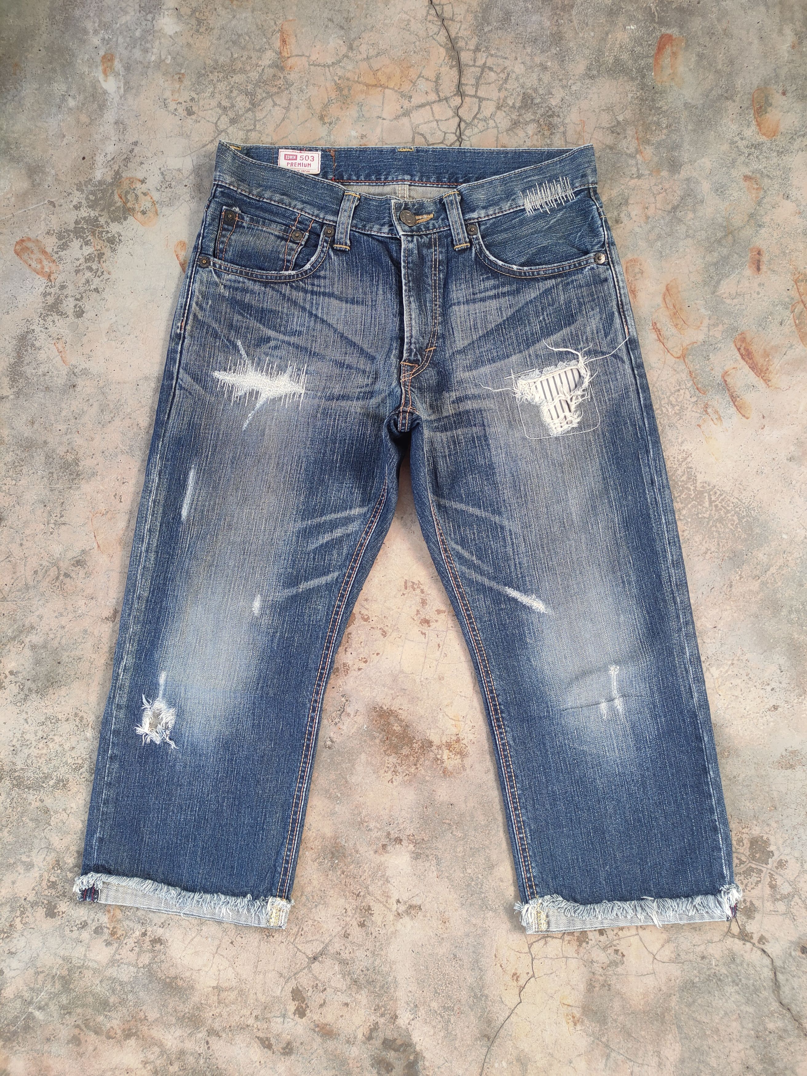 Edwin W32 VINTAGE EDWIN FADED DISTRESSED RIPPED JEANS PANTS Size US 32 / EU 48 - 1 Thumbnail