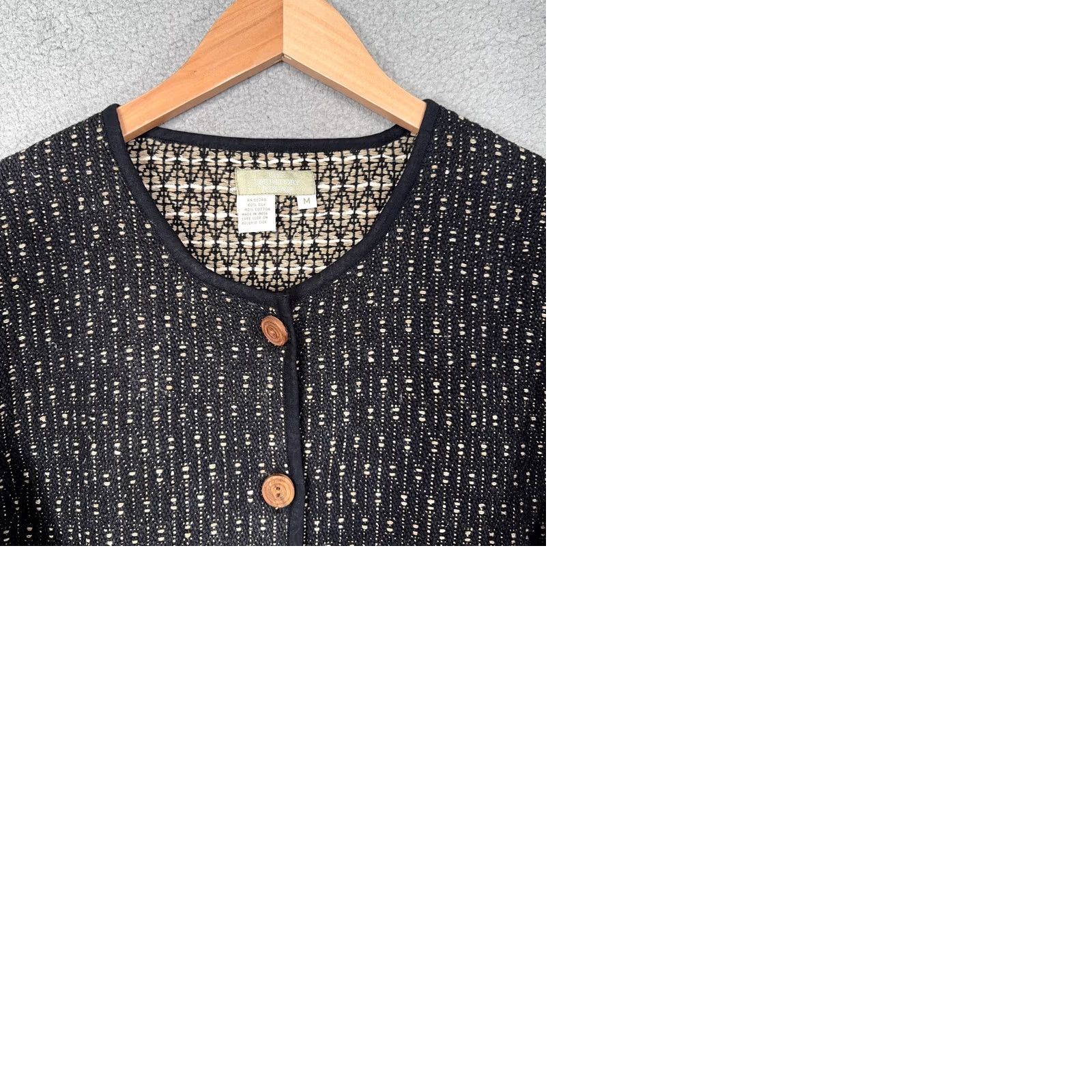 The Territory Ahead VINTAGE Territory Ahead Jacket Womens M Black Textured Silk Blend Cardigan Size M / US 6-8 / IT 42-44 - 9 Thumbnail