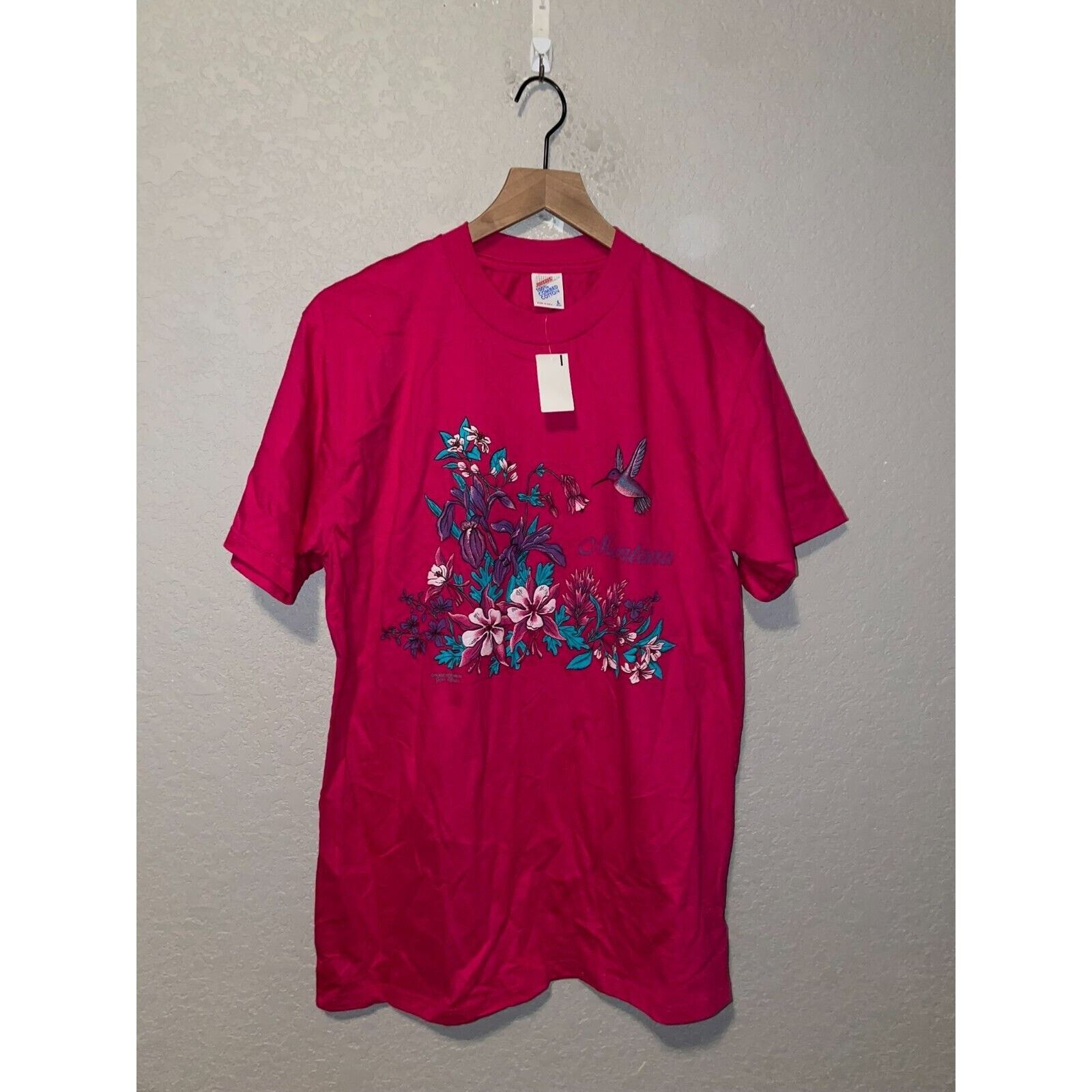 Jerzees Vintage Montana Garden Shirt Pink Graphic Tee VTG 90s Large Size US L / EU 52-54 / 3 - 1 Thumbnail