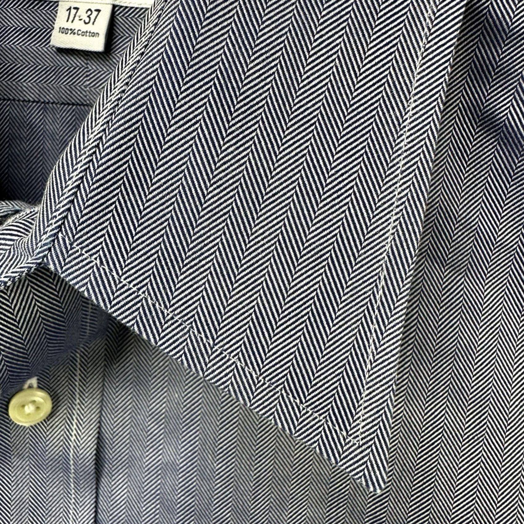 Vintage VINTAGE Paul Frederick Mens Shirt Dress Blue Herringbone Pocket Fast Shipping EUC Size 46R - 6 Thumbnail