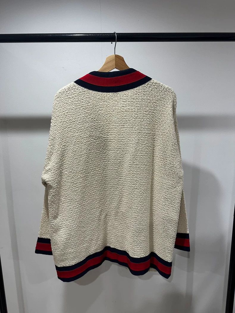 Gucci Gucci Classic white rhinestone red and blue striped cardiga Size US XS / EU 42 / 0 - 2 Thumbnail