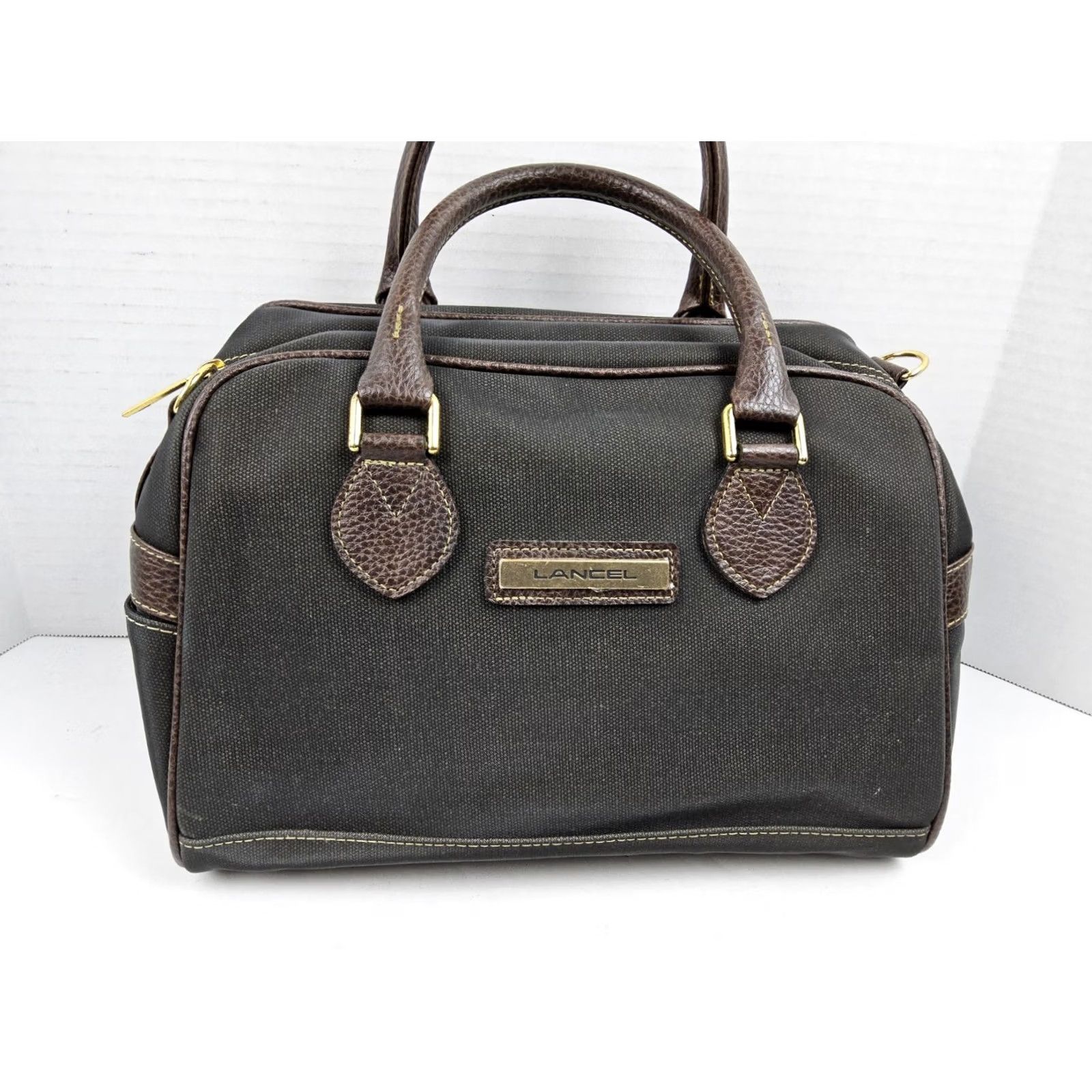 Lancel Lancel Boston Canvas Convertible Bag Satchel Handbag Purse Women's Black Canvas Satchel/Top Handle Bag Kid? Size ONE SIZE - 3 Thumbnail