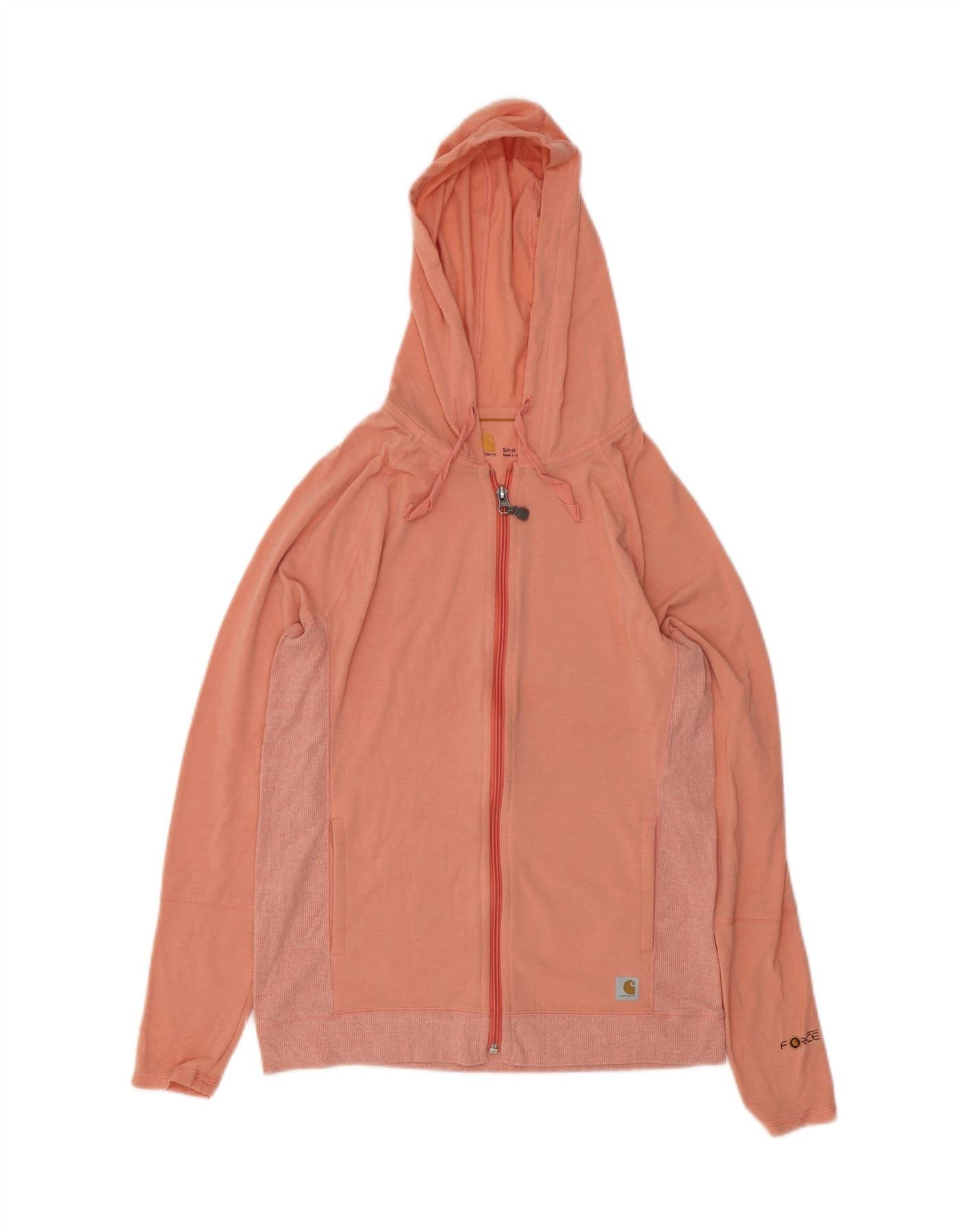 Carhartt Womens Zip Hoodie Sweater UK 4/6 Small Pink Colourblock Poly Size S / US 4 / IT 40 - 1 Thumbnail