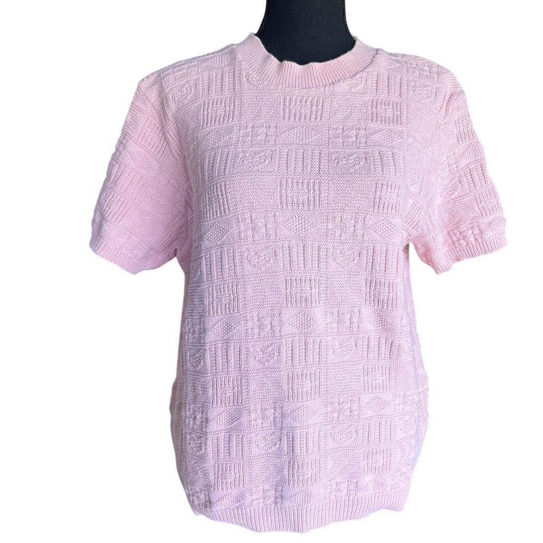Croft & Barrow Croft & Barrow Pink short sleeve heart knit sweater XL Size XL / US 12-14 / IT 48-50 - 1 Thumbnail