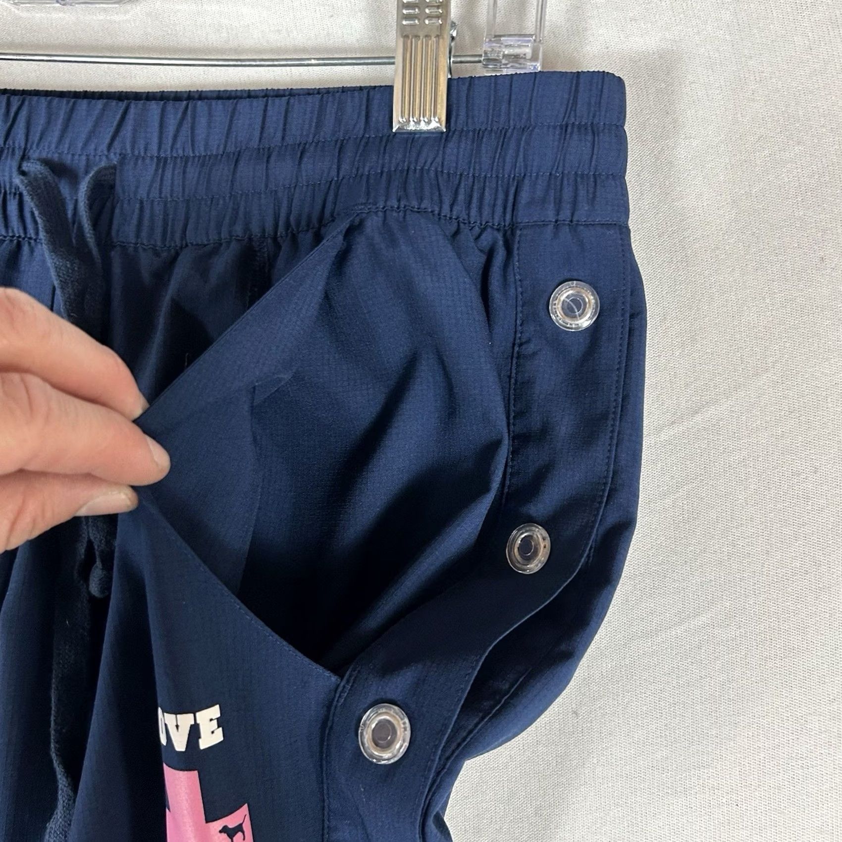 Pinko VINTAGE Y2k Victoria’s Secret Lifeguard Love Pink Tear Away Snap Pants Womens XS PINK Drawstring Pockets Blue Size 26" / US 2 / IT 38 - 6 Thumbnail