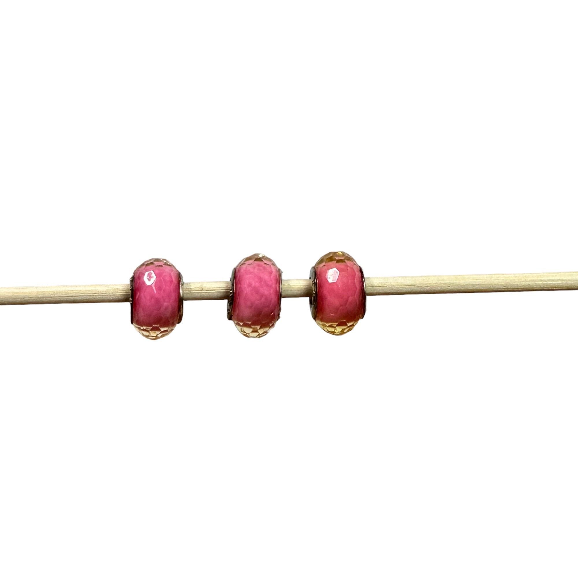 Designer 925 Glass & Enamel Lg Hole Beads Faceted GUC Sterling Silver Size ONE SIZE - 3 Thumbnail