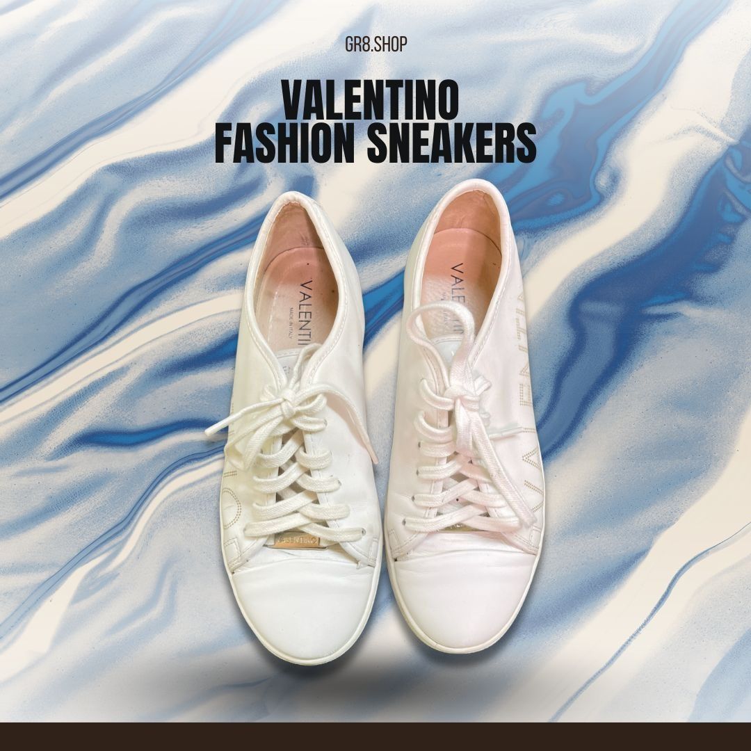 Valentino Valentino Womens Leather Low-Top Sneakers White Size 9 Made Size US 9 / IT 39 - 1 Thumbnail