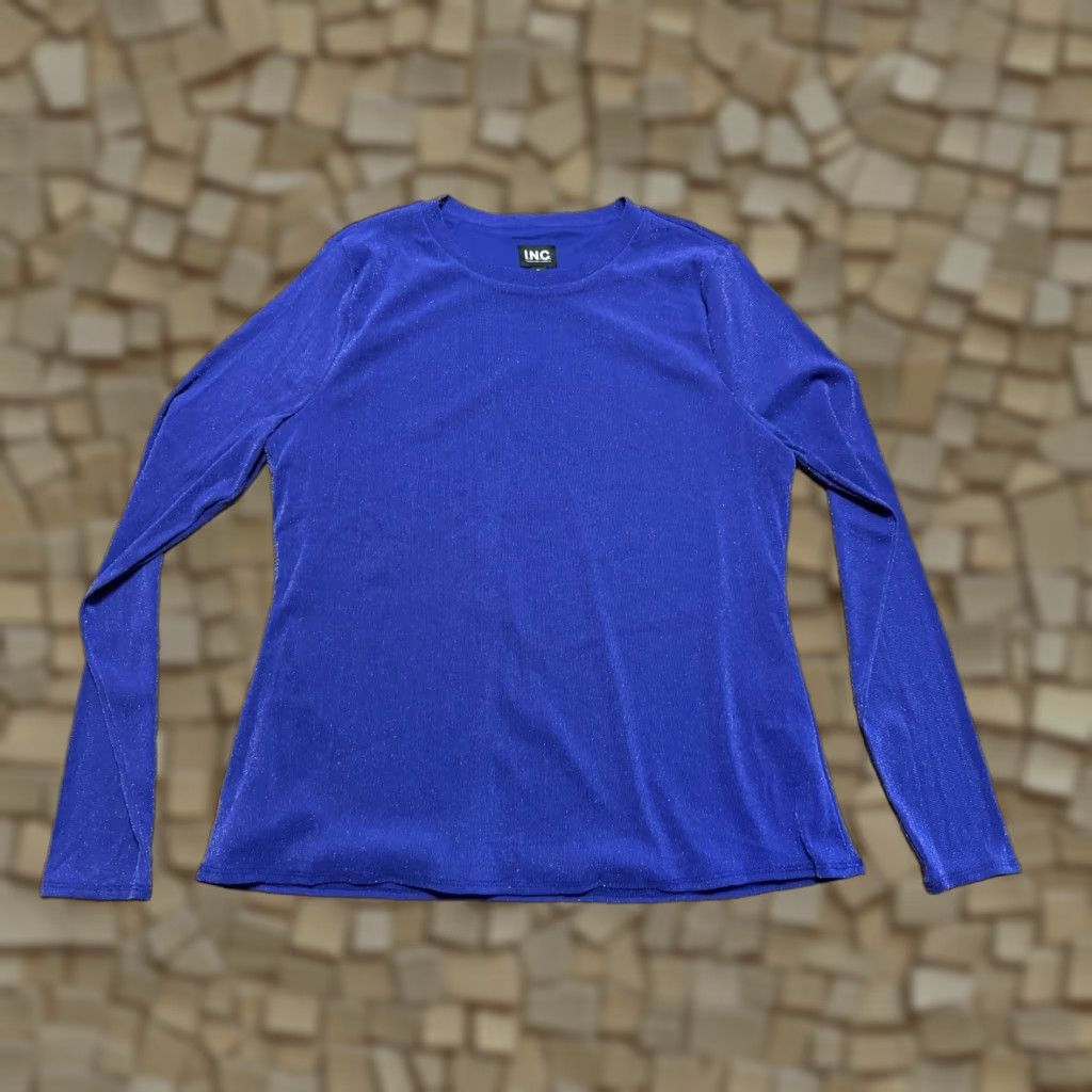 Vintage INC International Concepts Shirt Women's Size XL Blue Sparkly Long Sleeve Size XL / US 12-14 / IT 48-50 - 1 Thumbnail