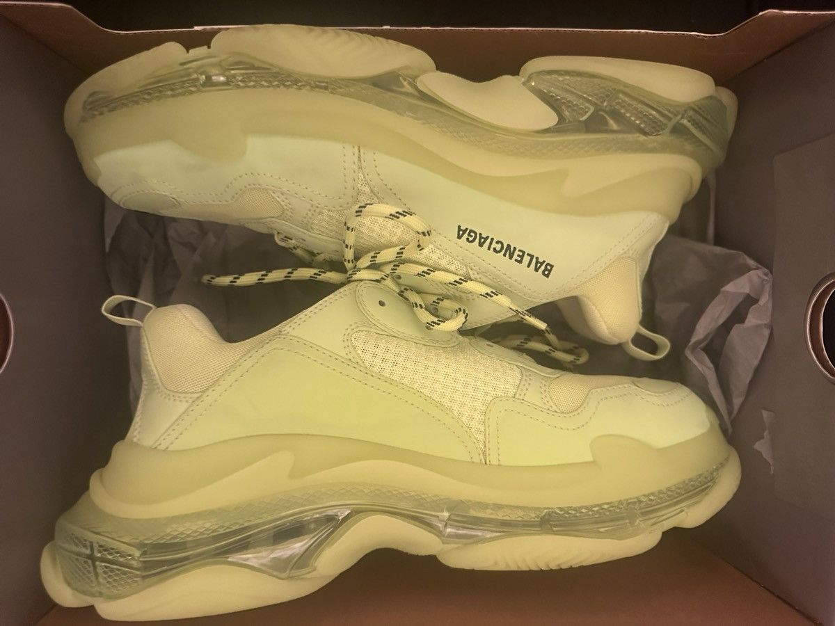 Balenciaga Balenciaga Triple S Clear Sole Sneakers Neon Yellow Size US 12 / EU 45 - 2 Thumbnail