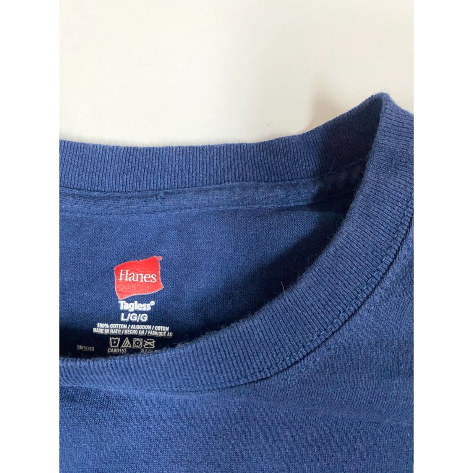 Hanes Hanes Husbear Mens T-Shirt Crew Neck Short Sleeve Blue Cotton Spandex Logo Regular L(#) Adult Men Size US L / EU 52-54 / 3 - 4 Thumbnail