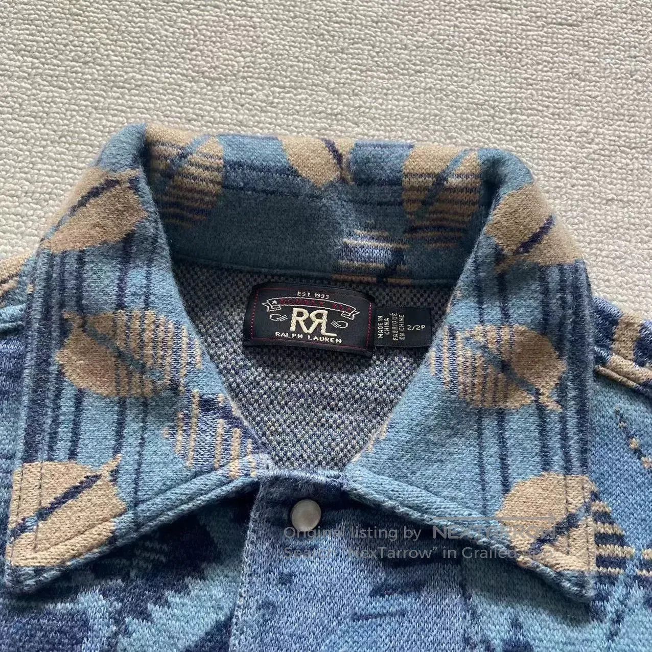 RRL Ralph Lauren Double RRL Navajo Vintage Indigo Shirt Jacket Women's. Size M / US 6-8 / IT 42-44 - 3 Thumbnail