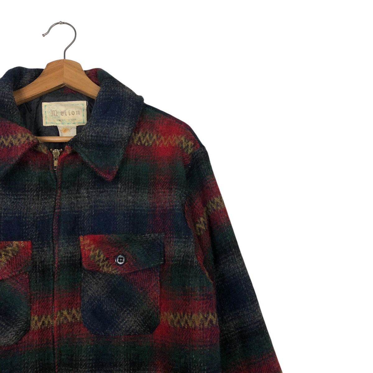 Vintage 📌Vintage Wool Work Jacket Melton Tartan Design Blanket Size US L / EU 52-54 / 3 - 7 Thumbnail