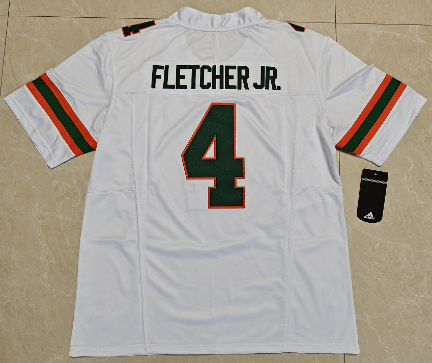 Men's Miami Hurricanes #4 Mark Fletcher Jr. Jersey