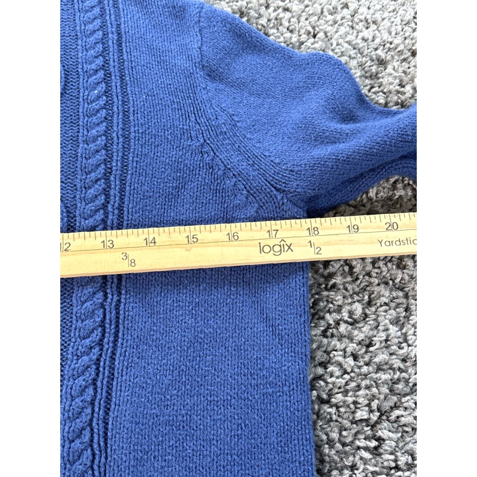 J.Crew J. Crew Sweater Men S Blue Cotton Collared Cable-Knit Fisherman Pullover Size US S / EU 44-46 / 1 - 3 Thumbnail