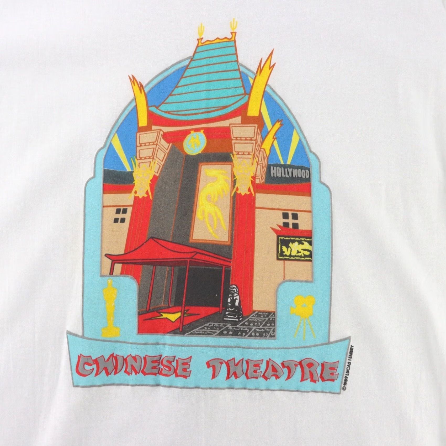 Vintage VINTAGE Grauman's Chinese Theatre Hollywood T-Shirt Men Large 80s NOS White Graphic Tee Shirt NOS Ships First Class Size US L / EU 52-54 / 3 - 2 Thumbnail