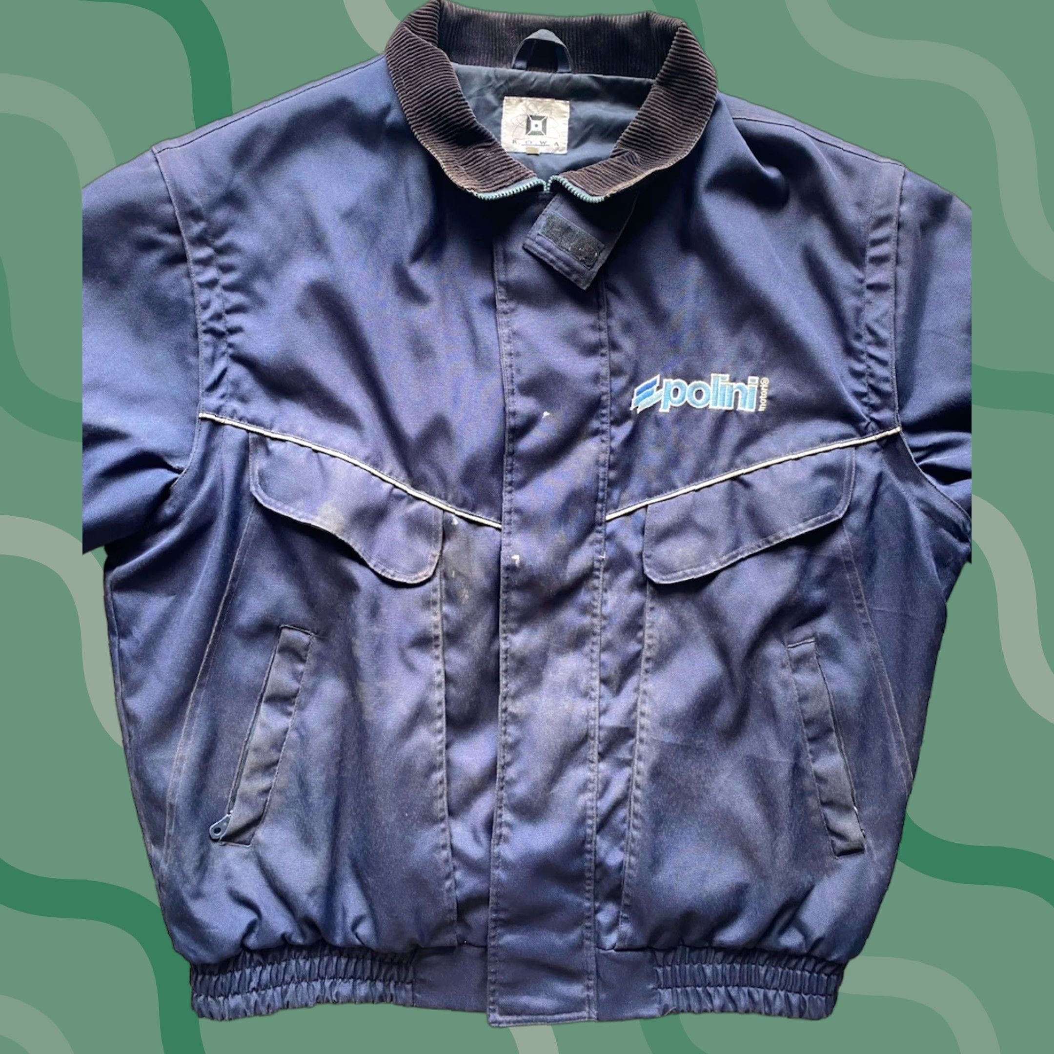 Pollini ROWA Men’s Jacket XL Zip Off Sleeves Blue Polyamide Made In Italy Flaws Wear Size US XL / EU 56 / 4 - 1 Thumbnail