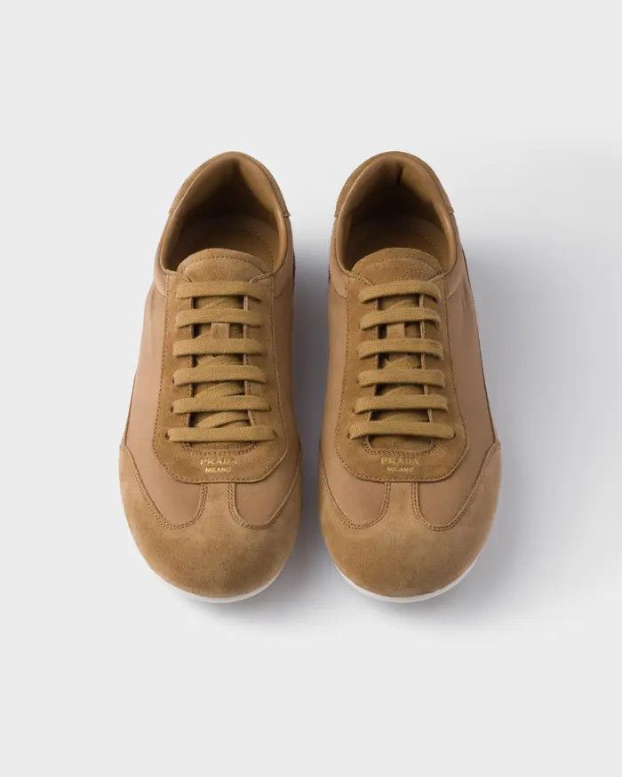 Prada o1mt1gz0226 Suede And Fabric Sneakers in Brown Size US 9.5 / EU 42-43 - 3 Thumbnail