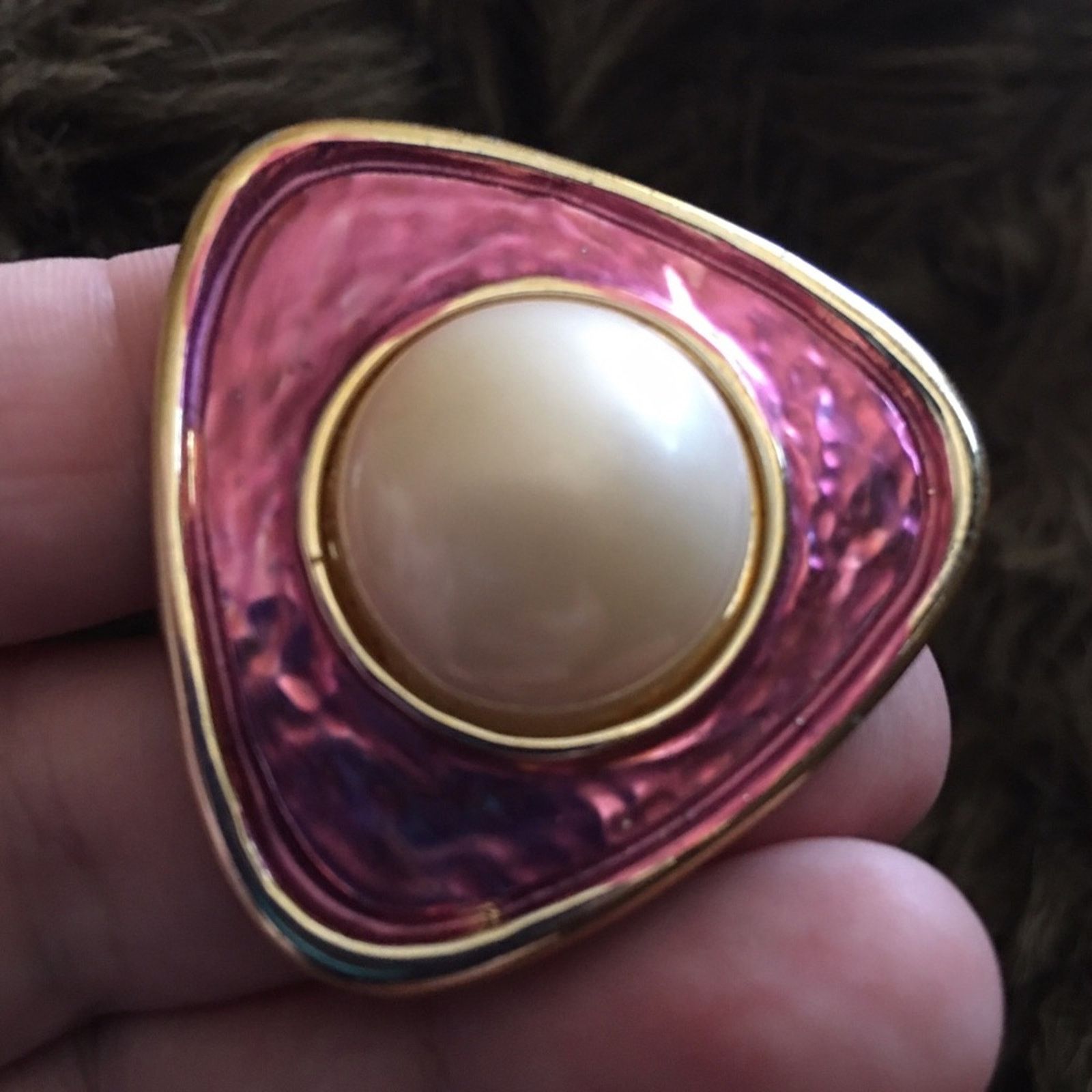 Vintage Vintage 80s triangle shaped pearl clip earrings Size ONE SIZE - 2 Thumbnail