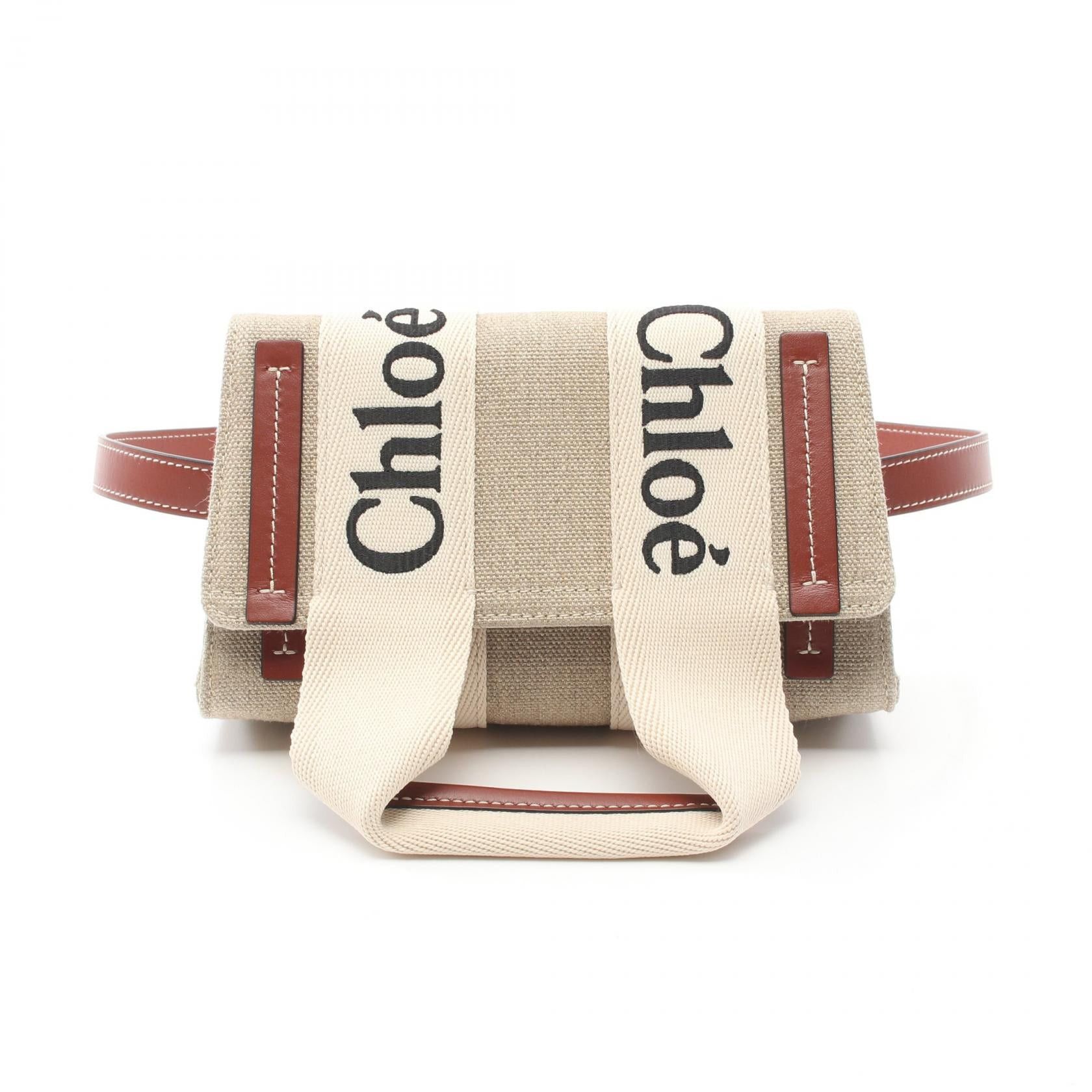 Chloe Chloe Woody Body Bag Fabric Leather Beige Brown White Size ONE SIZE - 1 Thumbnail